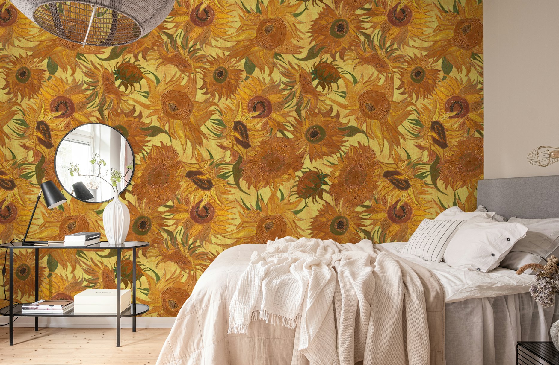 Van Gogh Sunflowers saffron wallpaper