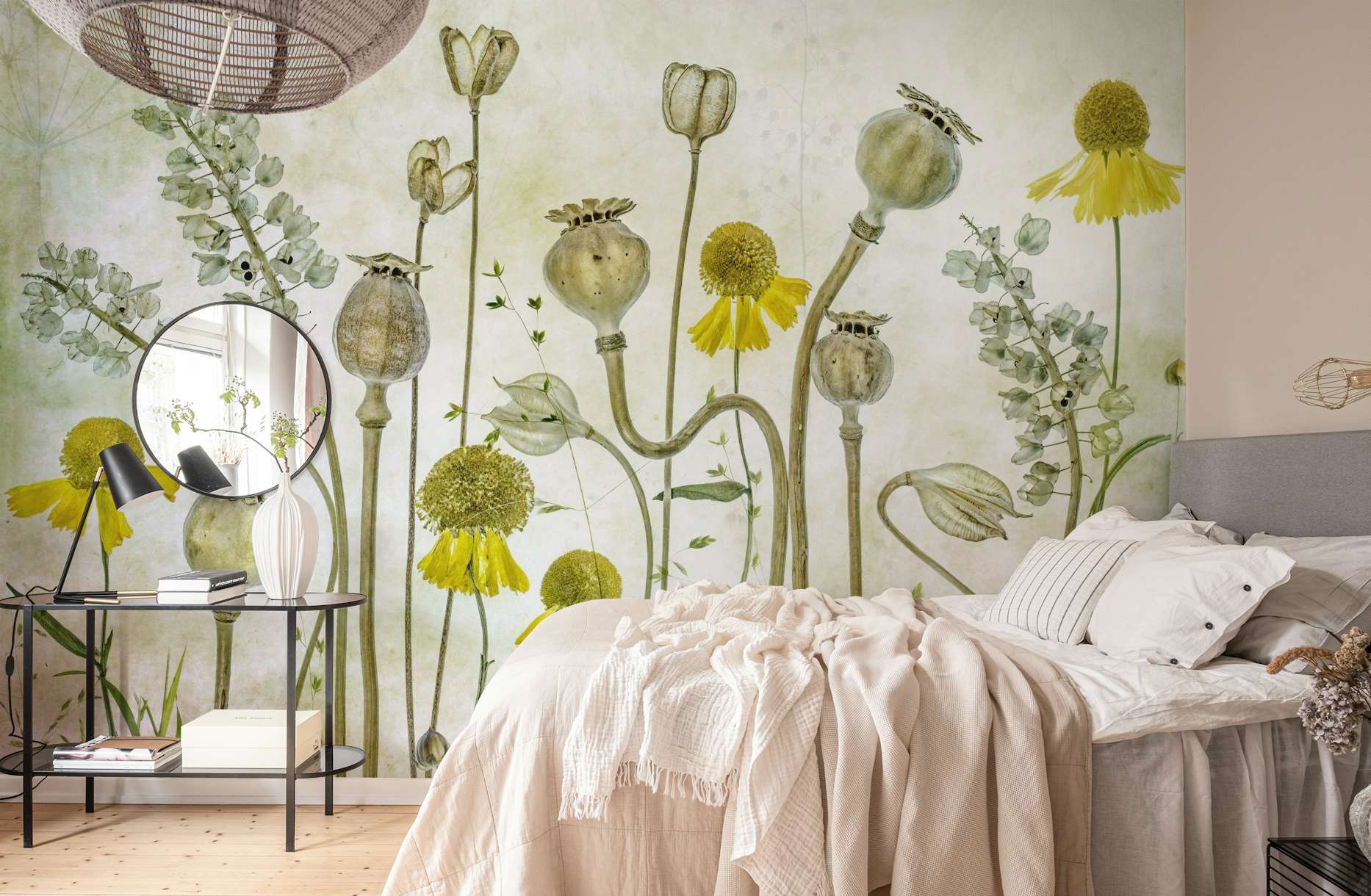 Poppies and Helenium wallpaper