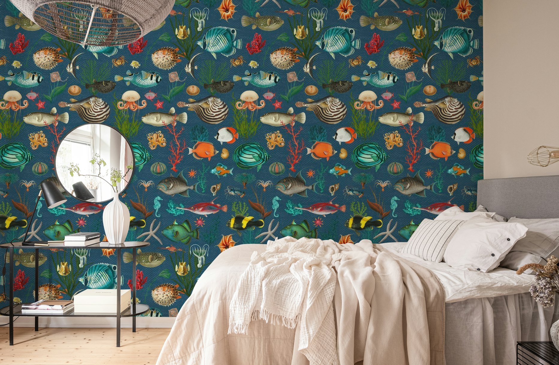 Oceania in marine blue wallpaper