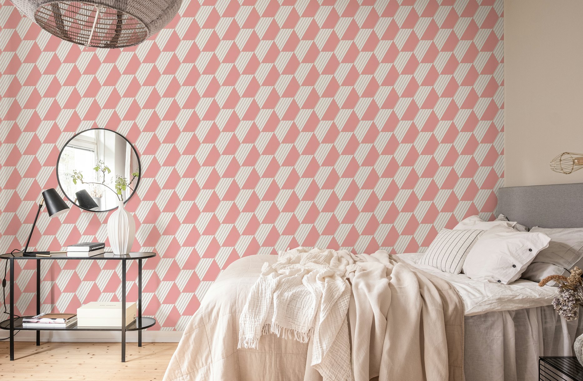Pink Hexagon Pattern wallpaper