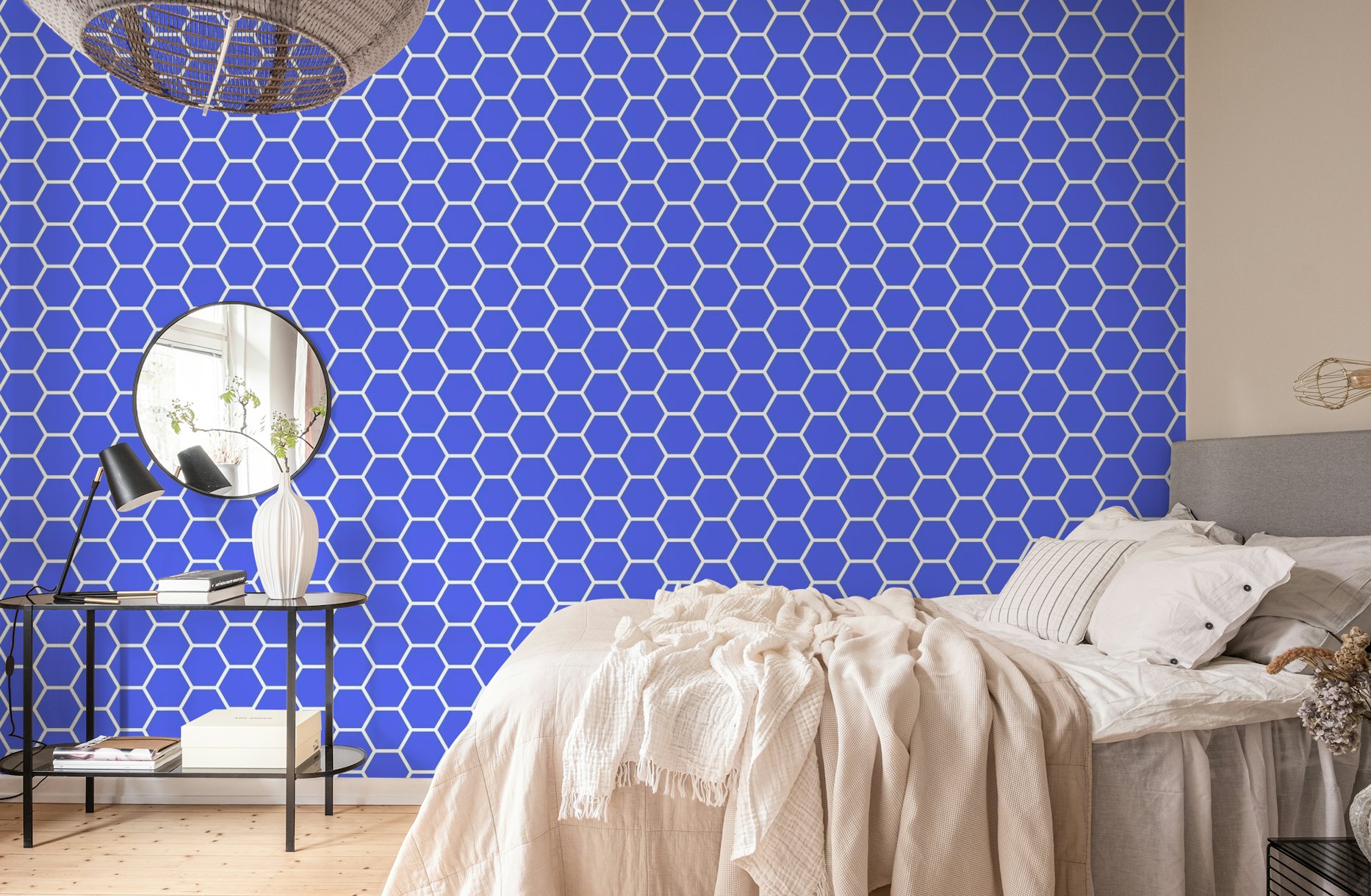 Bright Blue Hexagon Pattern wallpaper