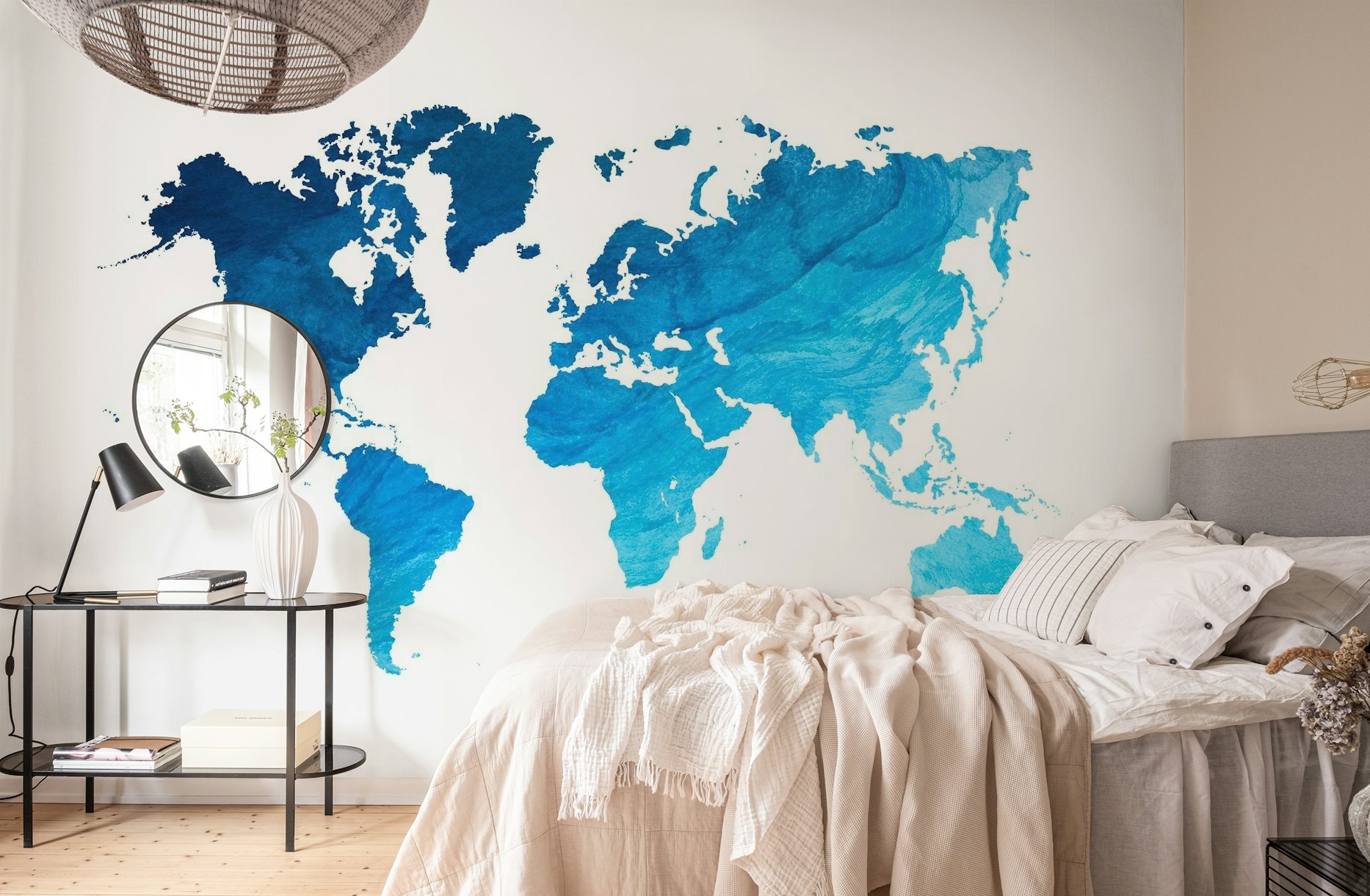 World Map Blue Watercolor wallpaper