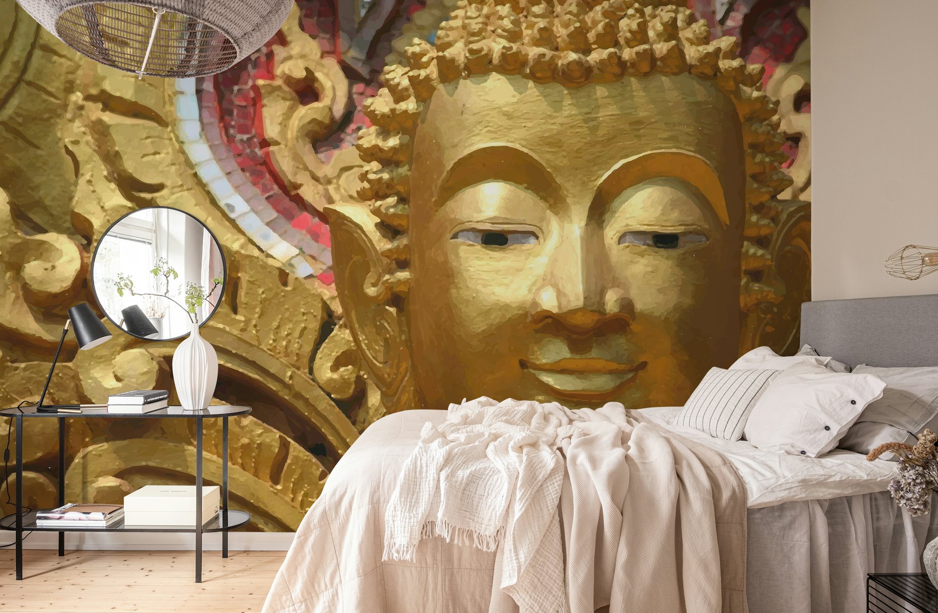 Buddha Head gold wallpaper