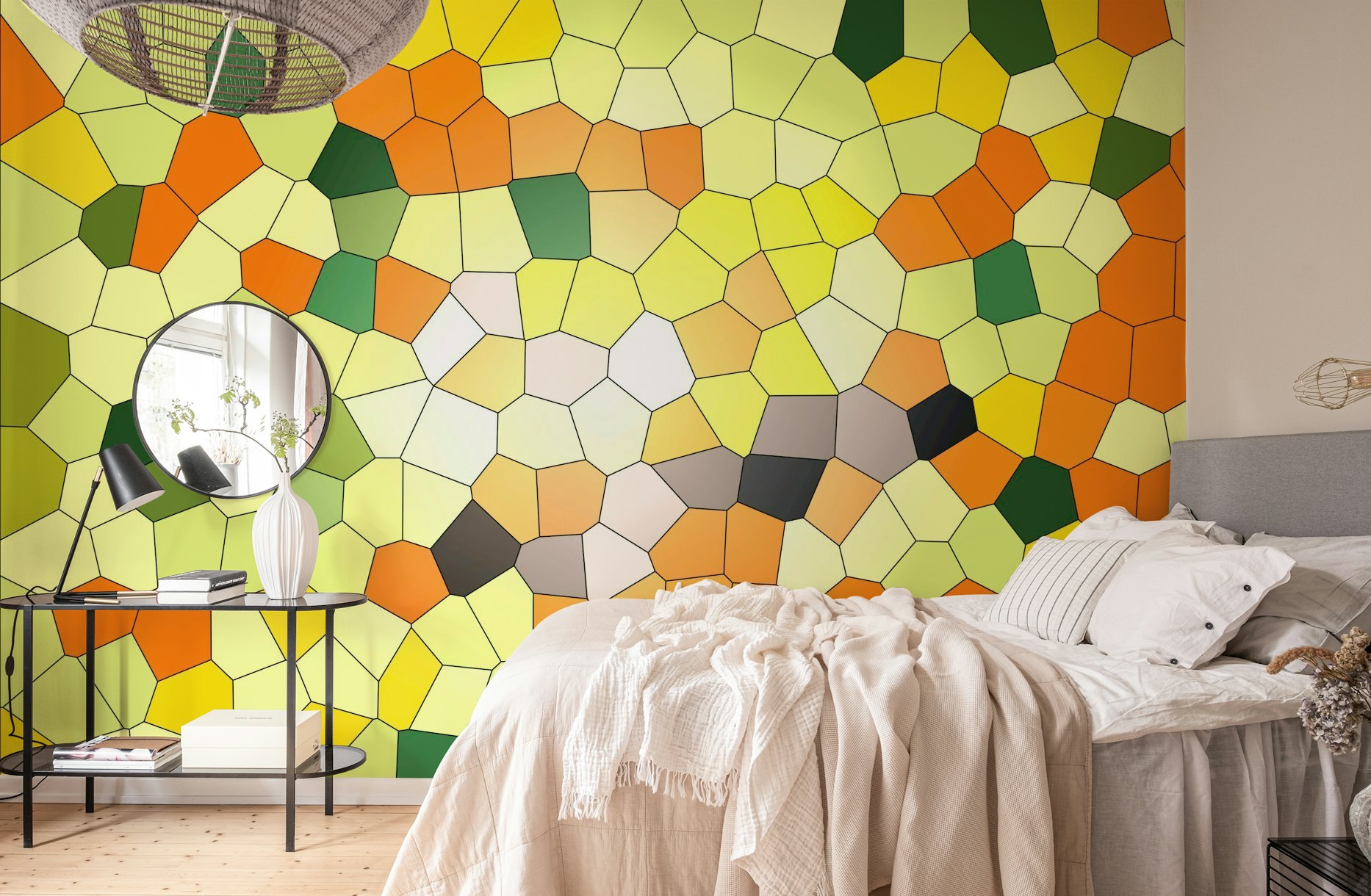 Mosaik yellow orange green wallpaper