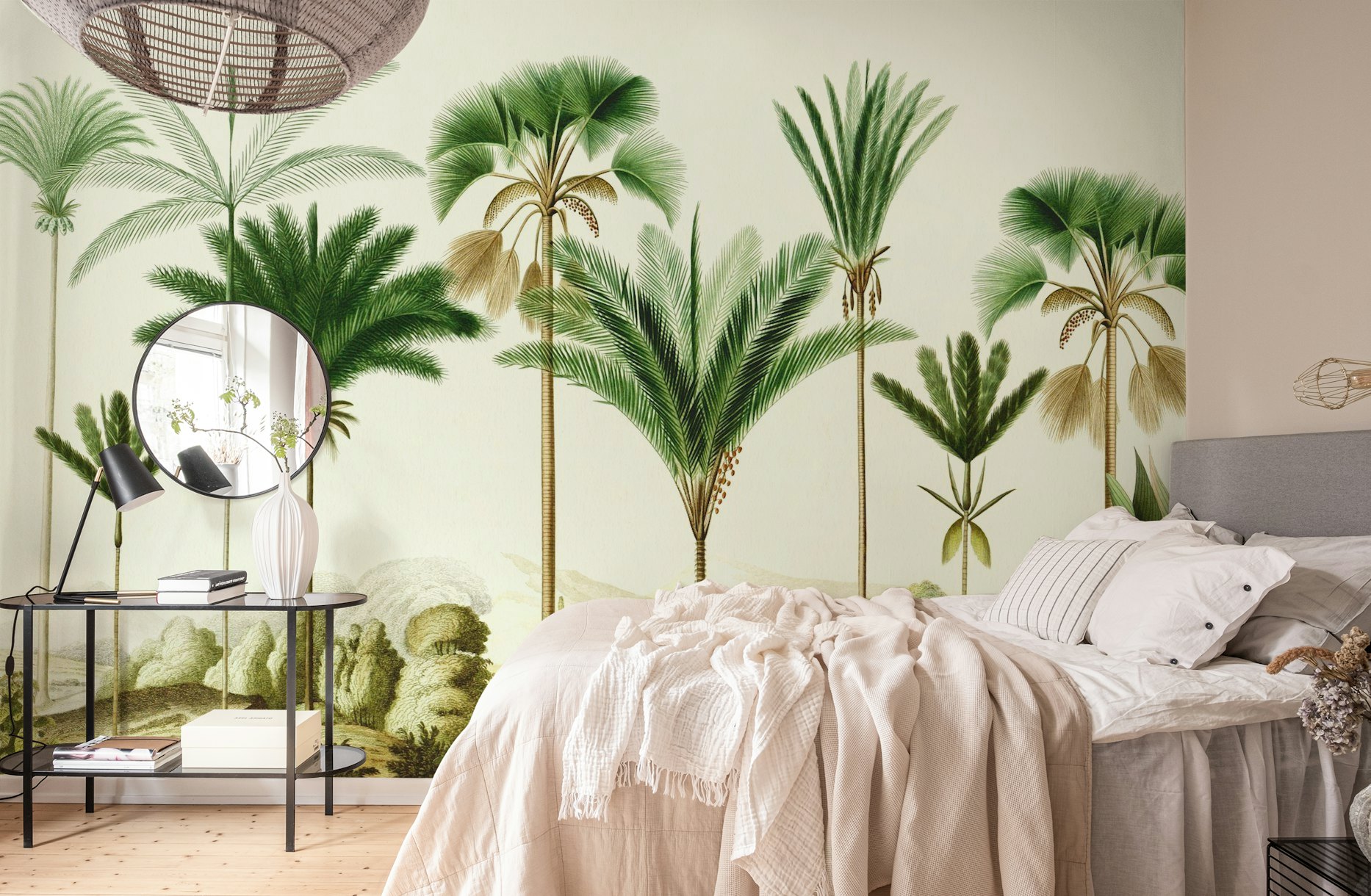 Vintage palm trees behang