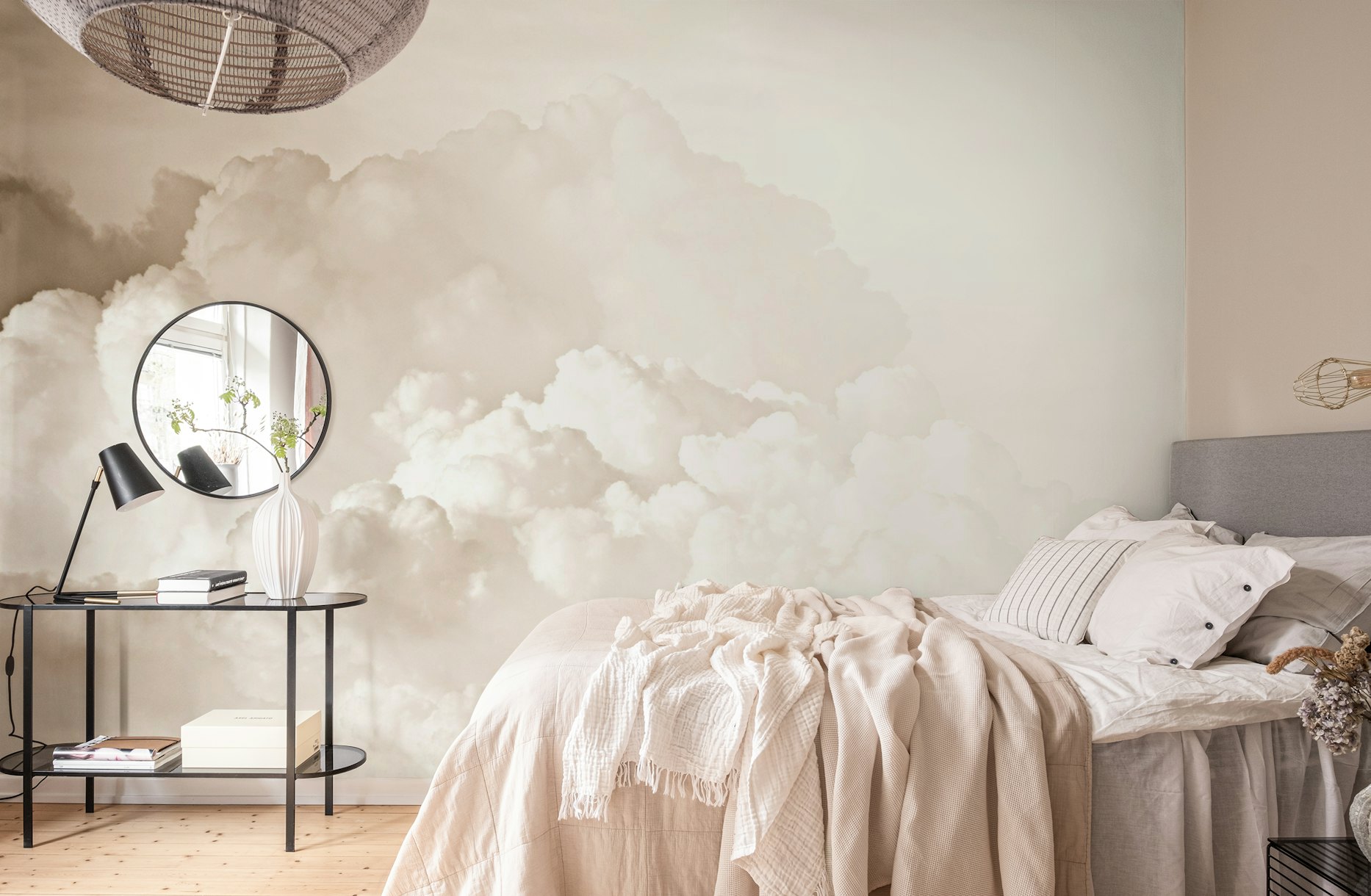 Monika Strigel® Cotton Clouds Beige wallpaper with serene, sky-like design
