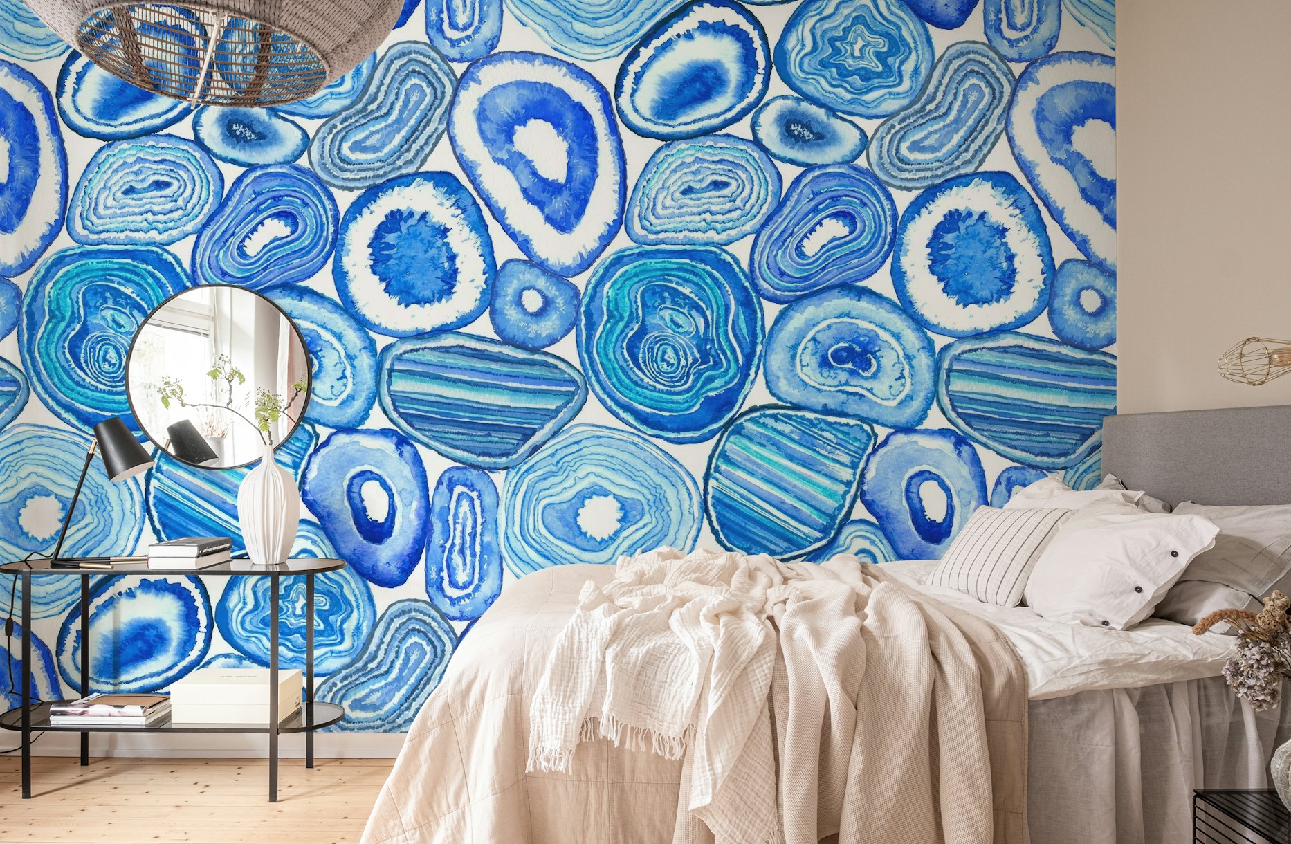 Blue agate slices wallpaper