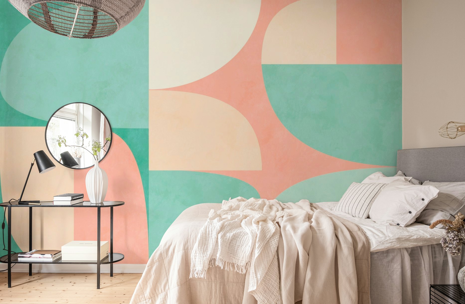 Mid centuiry modern pastel wallpaper