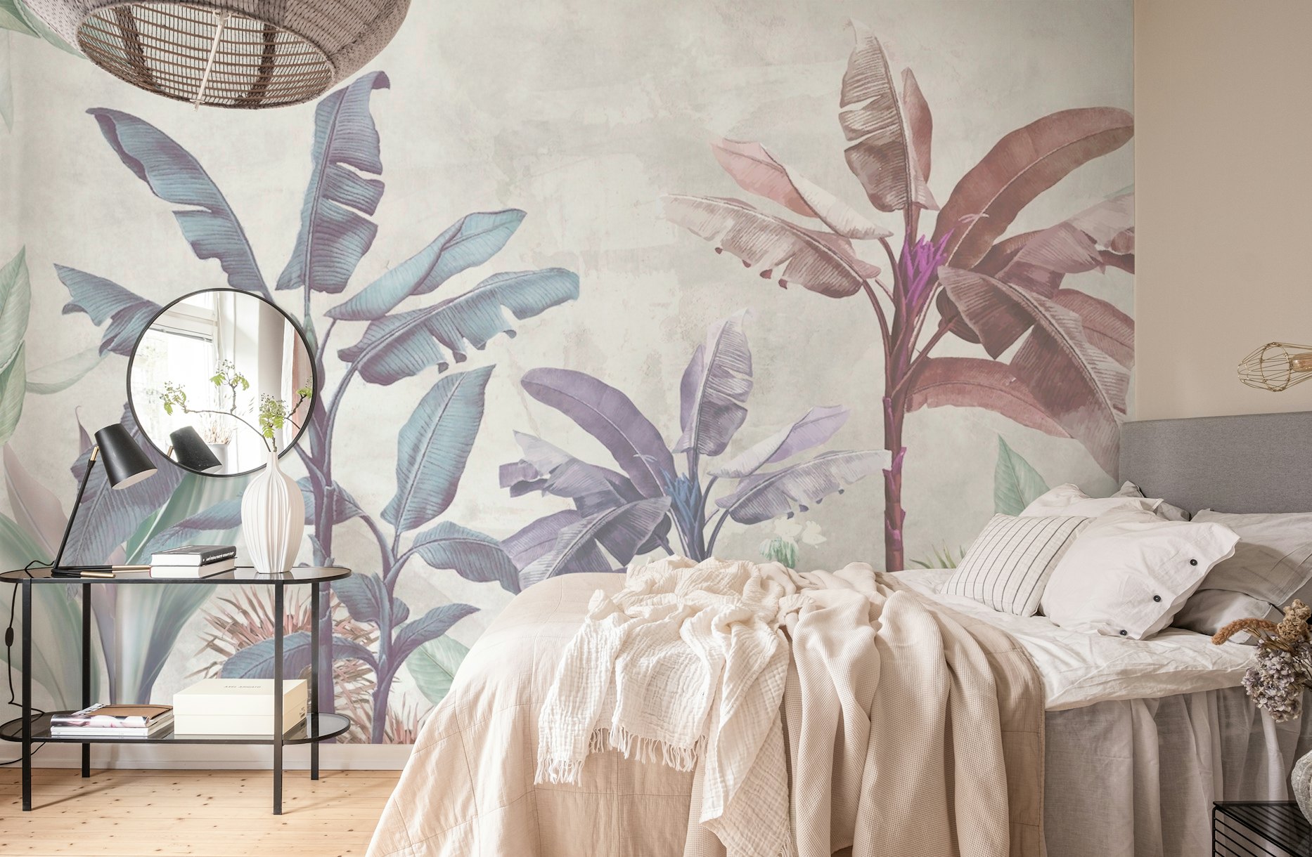 Soft botanical art wallpaper