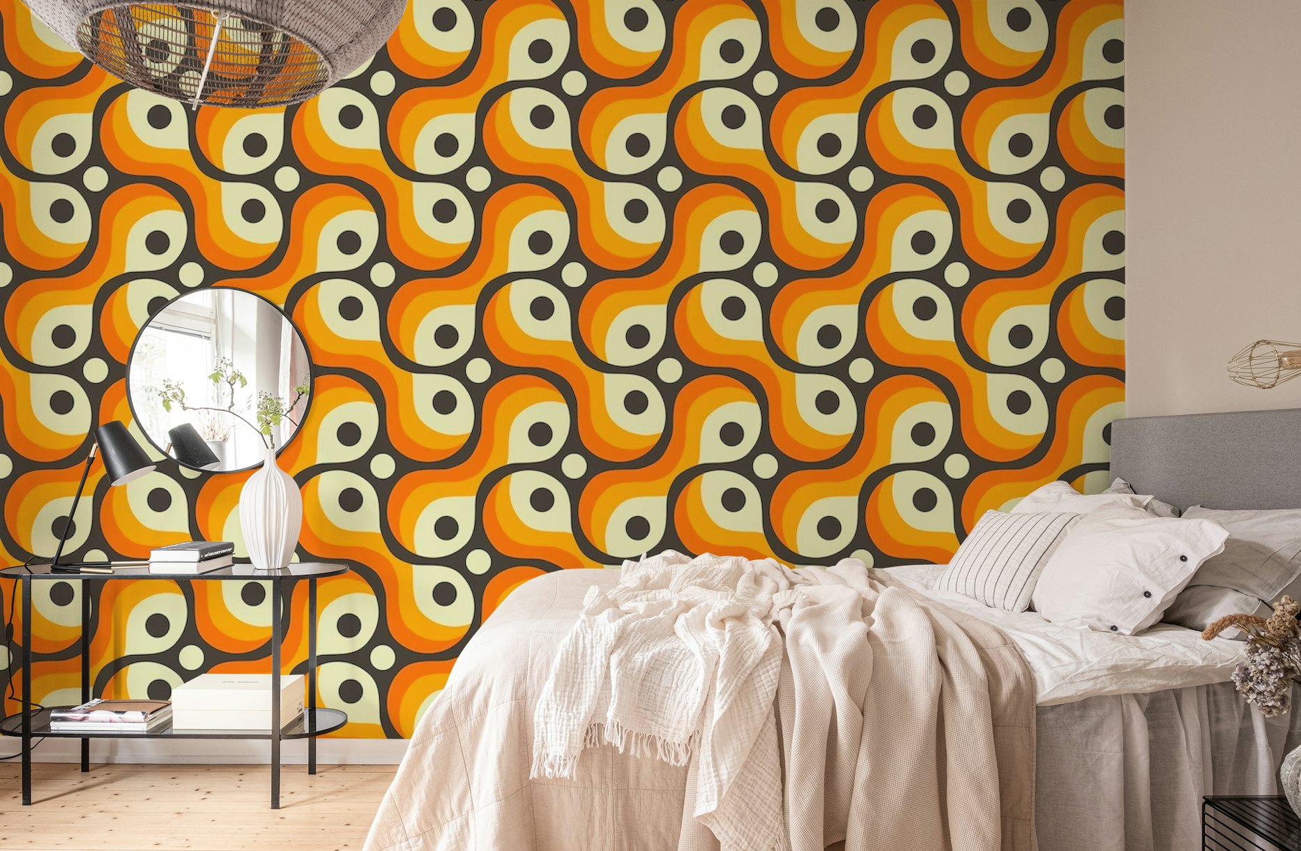 2202 Orange retro pattern wallpaper