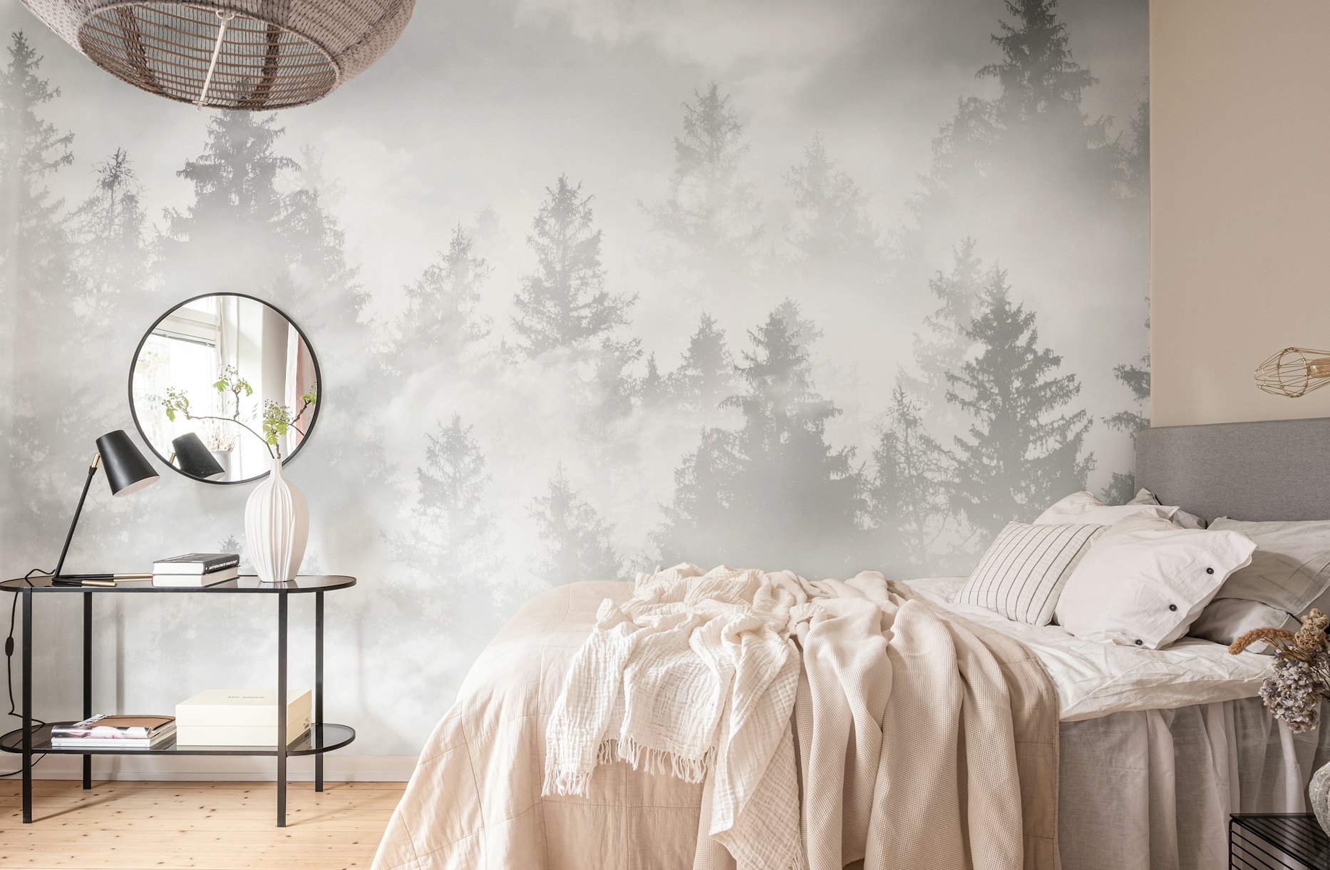 Soft Gray White Forest Dream 1 wallpaper