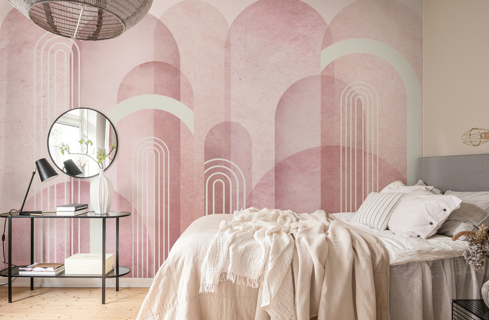 Blush Pink Mid Century Arches wallpaper