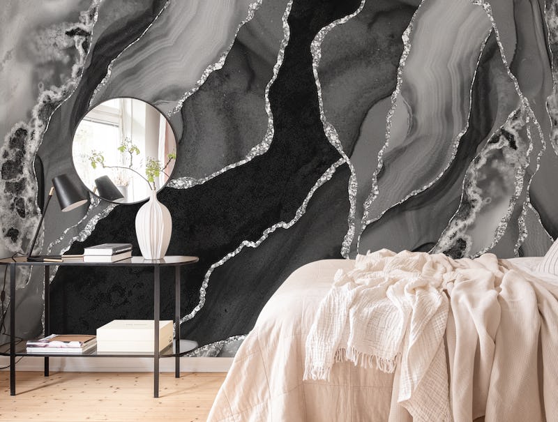 Black And Silver Marble Waves