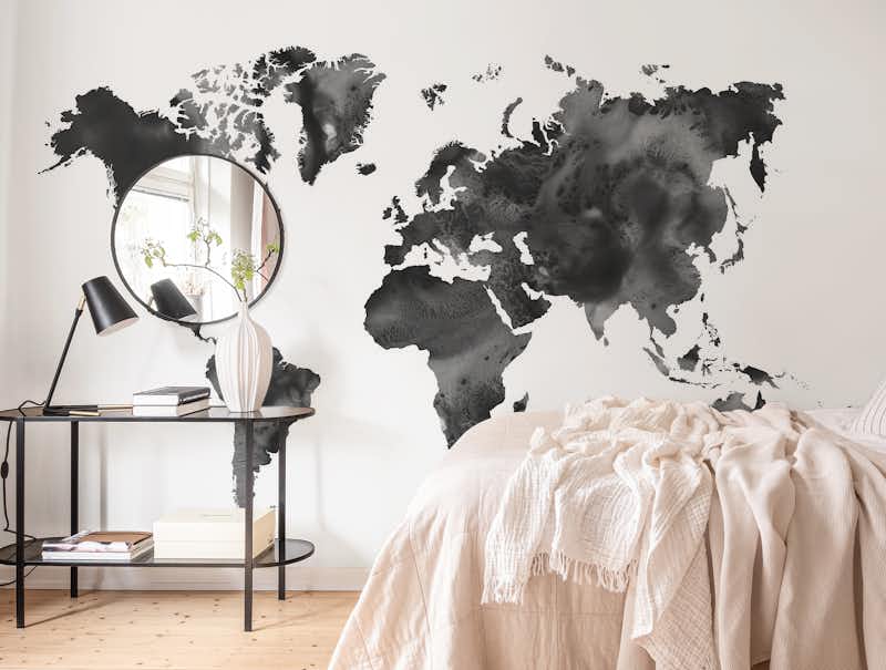 Watercolor World Map in Black