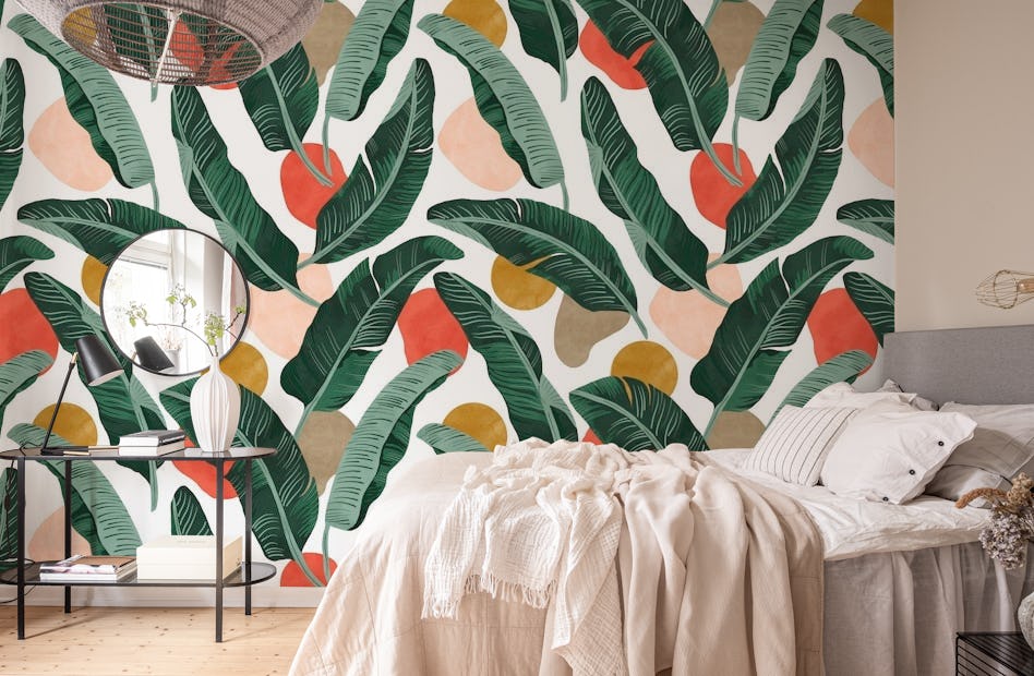 Modern banana leaf wallpaper - Happywall