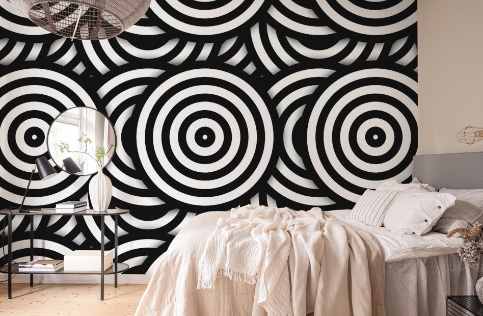 Slordig het winkelcentrum Picasso Black & White Pop Art Circles Wallpaper | Happywall