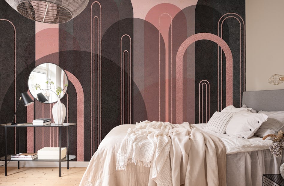 Arches in Black Pink Rose Gold wallpaper - Happywall