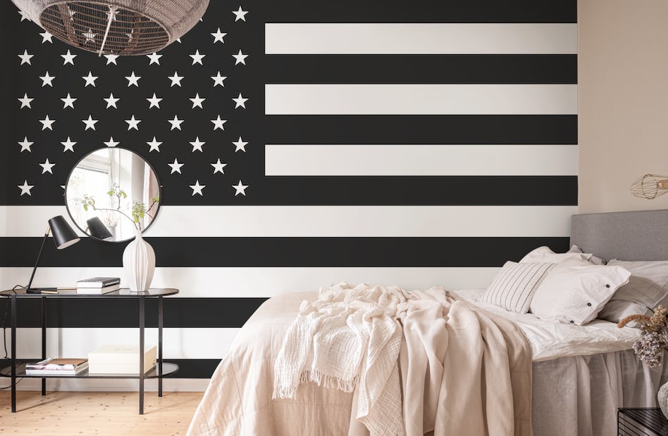 Black and white USA flag wallpaper - Happywall