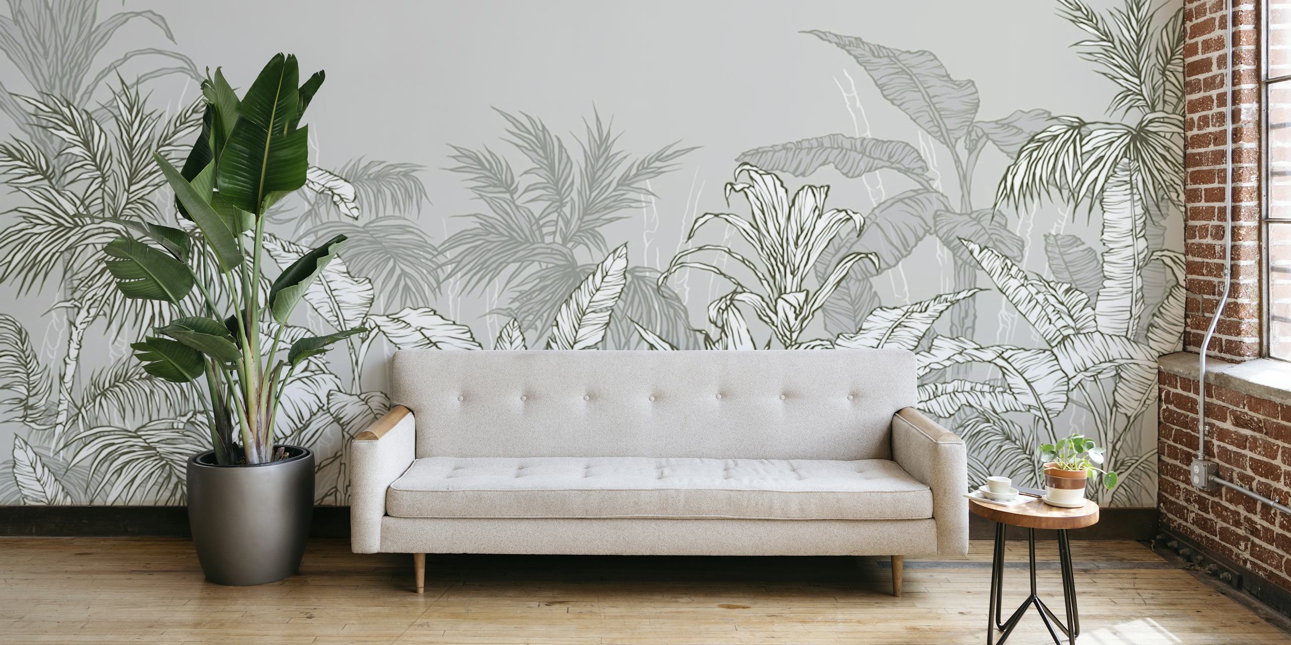 Grey tropical wallpaper