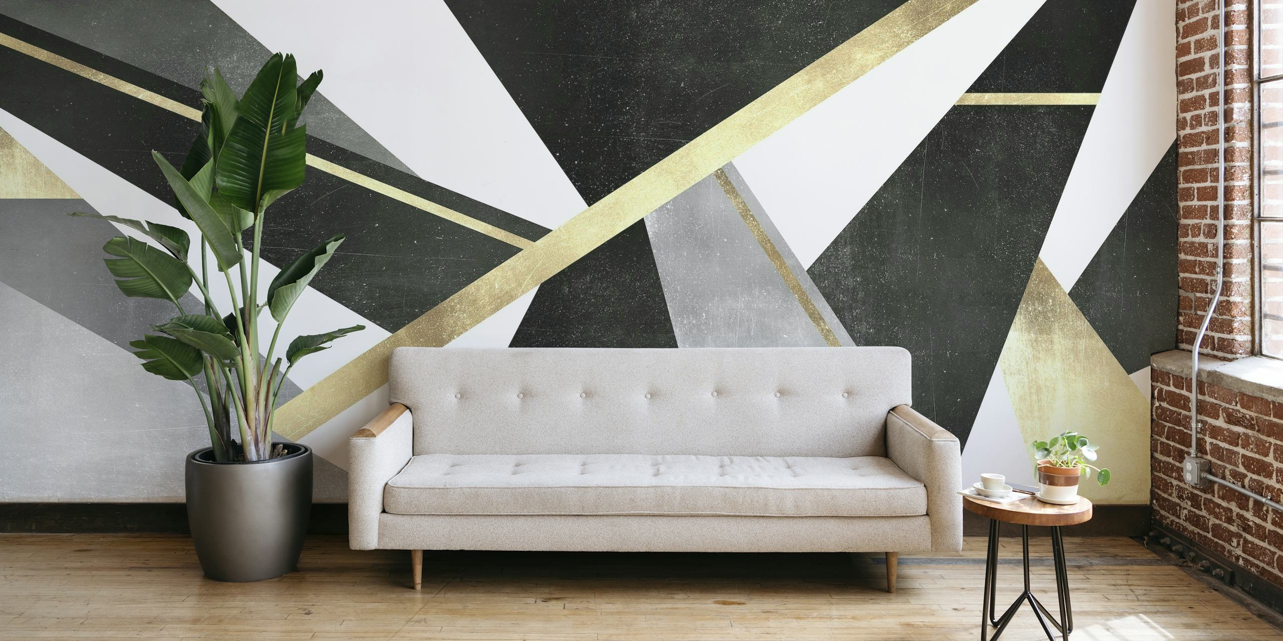 Black and gold geometry behang
