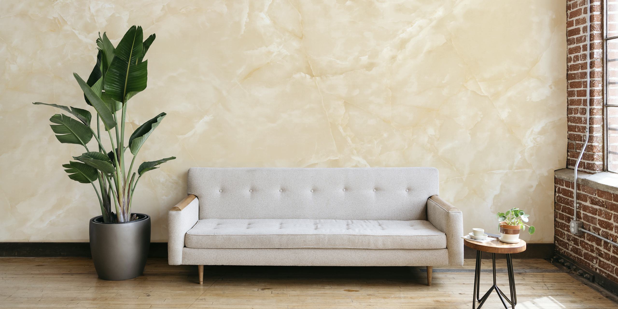 Cream Onyx Stone wallpaper in a room
