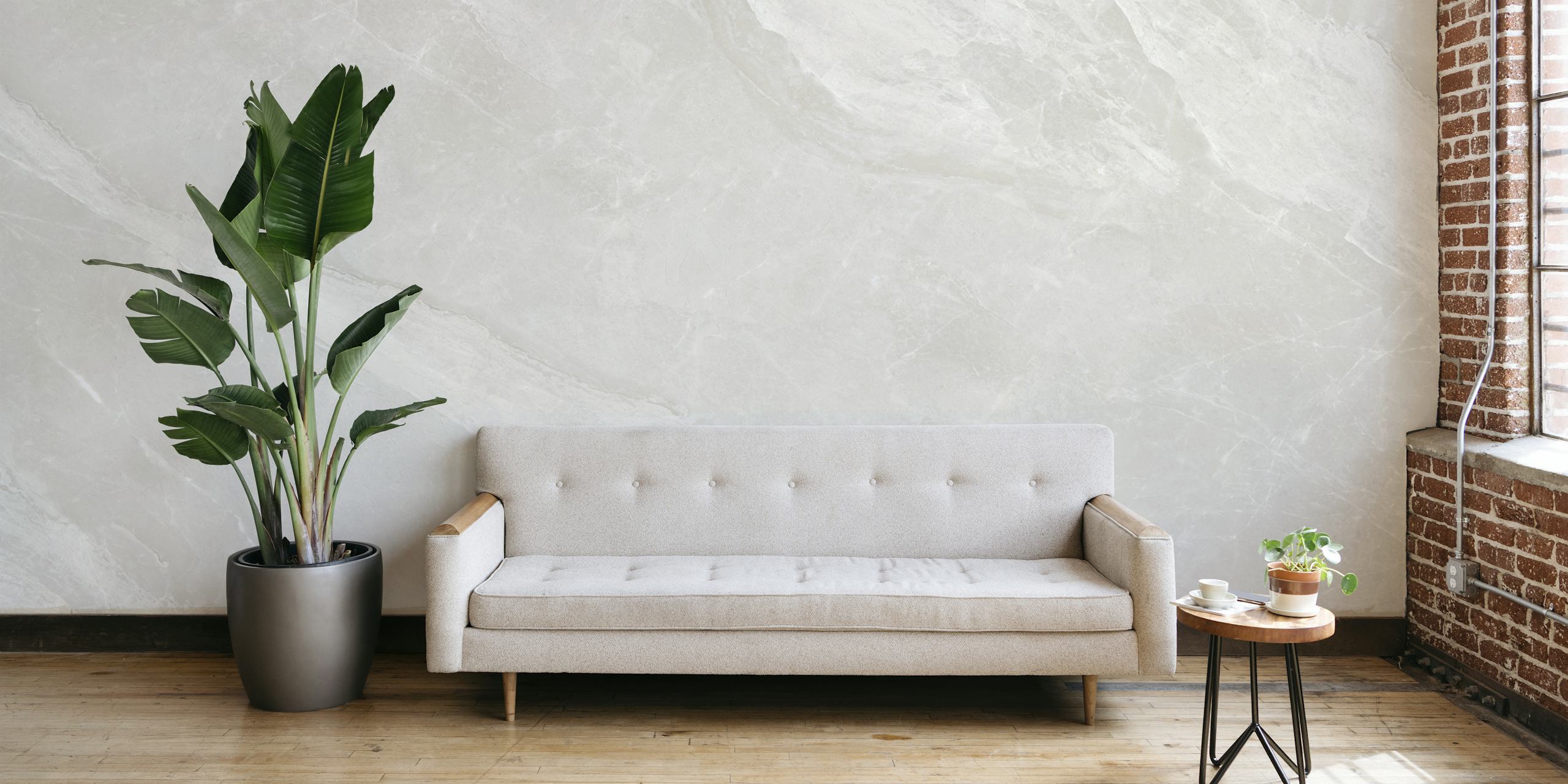 Silver Travertine Marble-tapet i ett rum