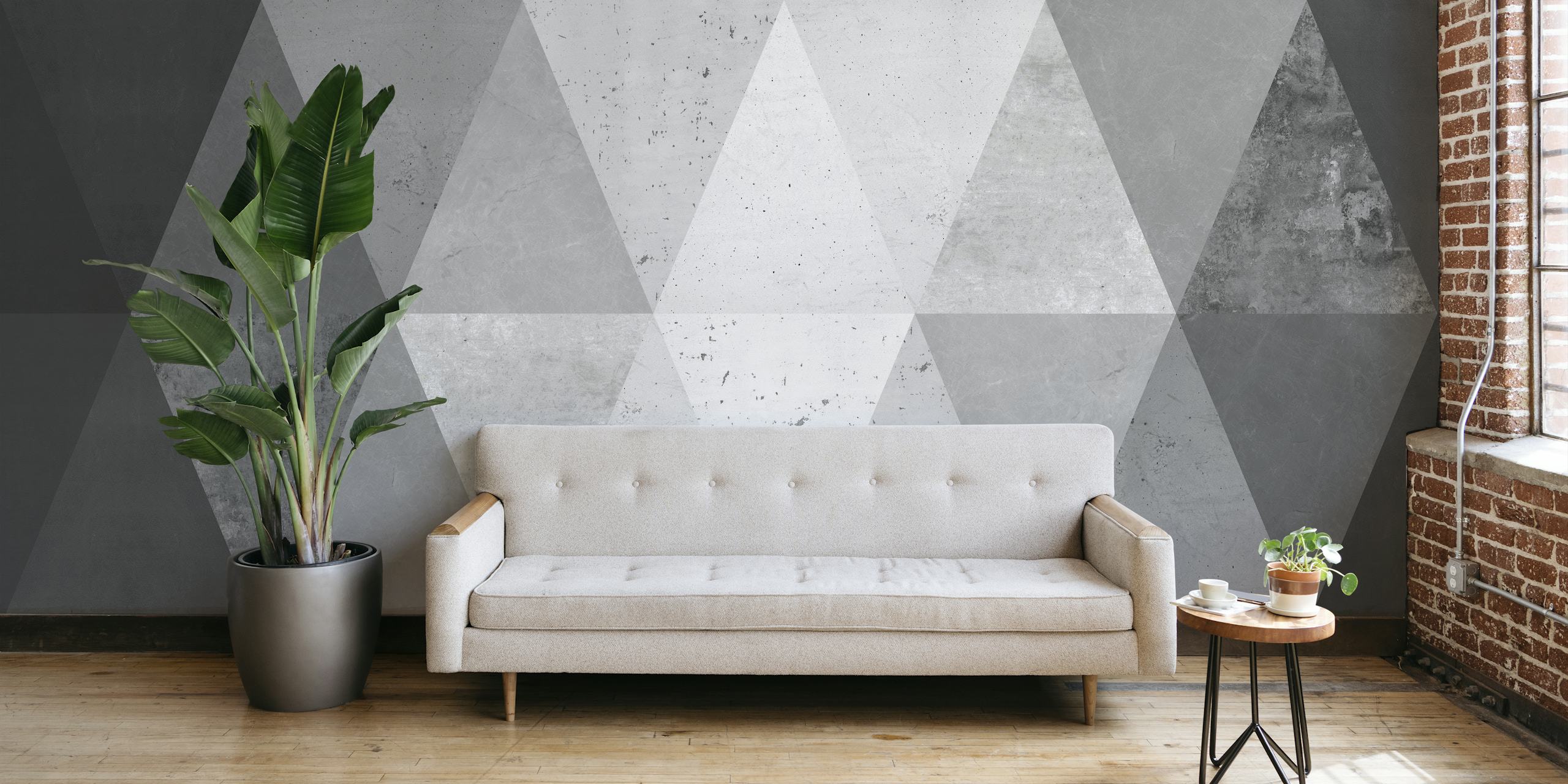 Abstrakt sort og hvid geometriske streger vægmaleri