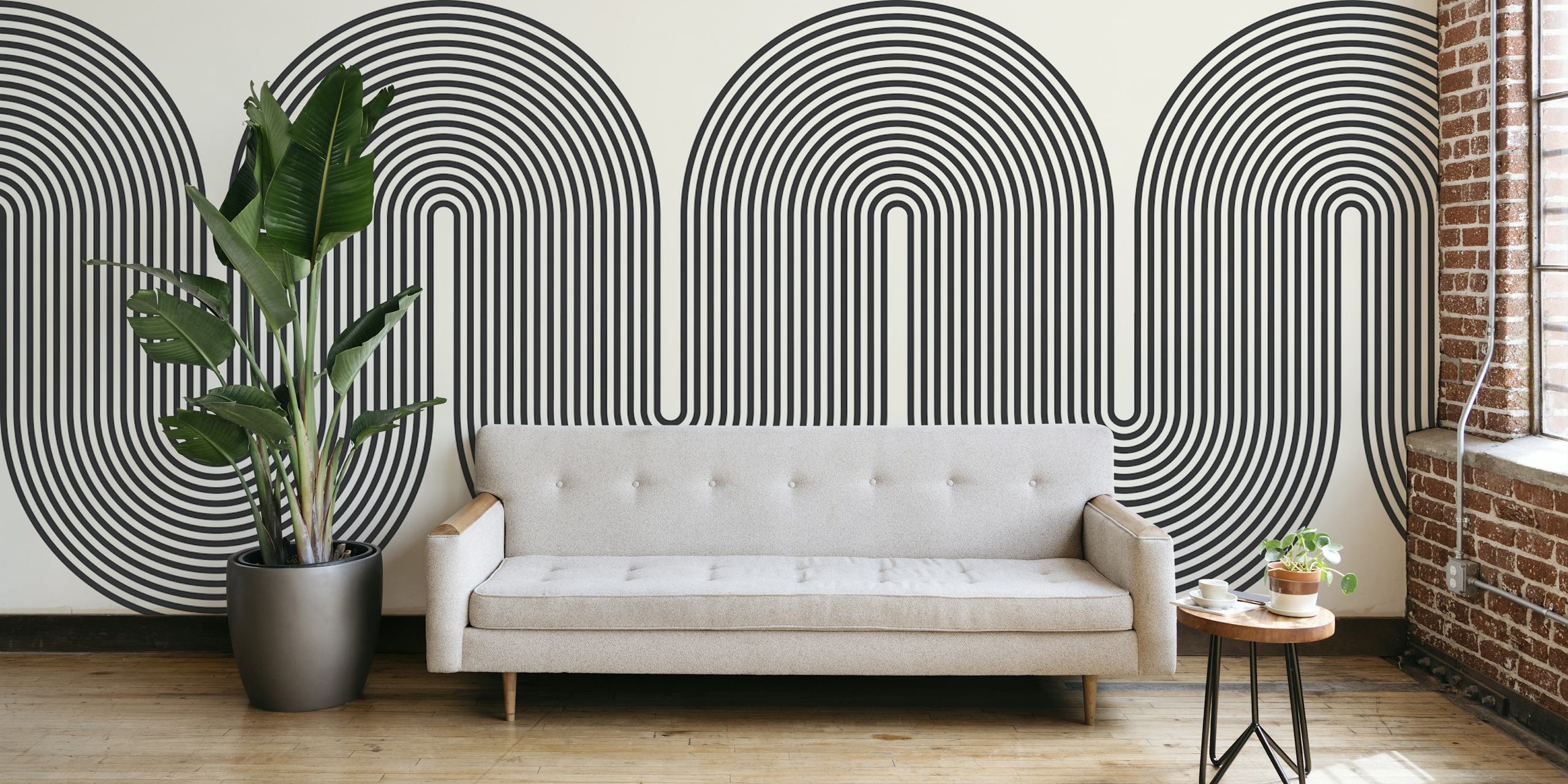 Wavy lines tapet i et stilfullt rom