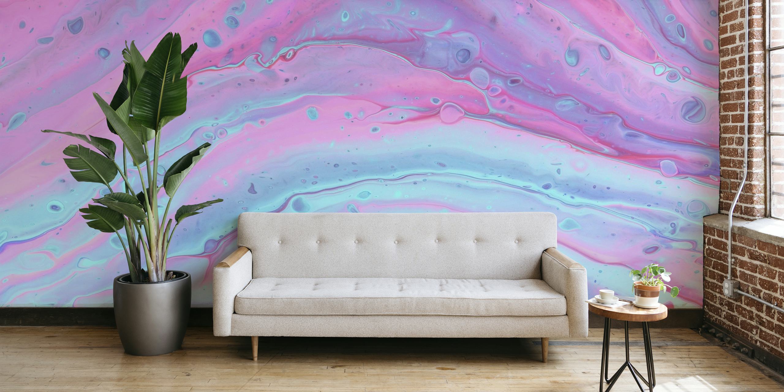 Vibrant liquid marble behang