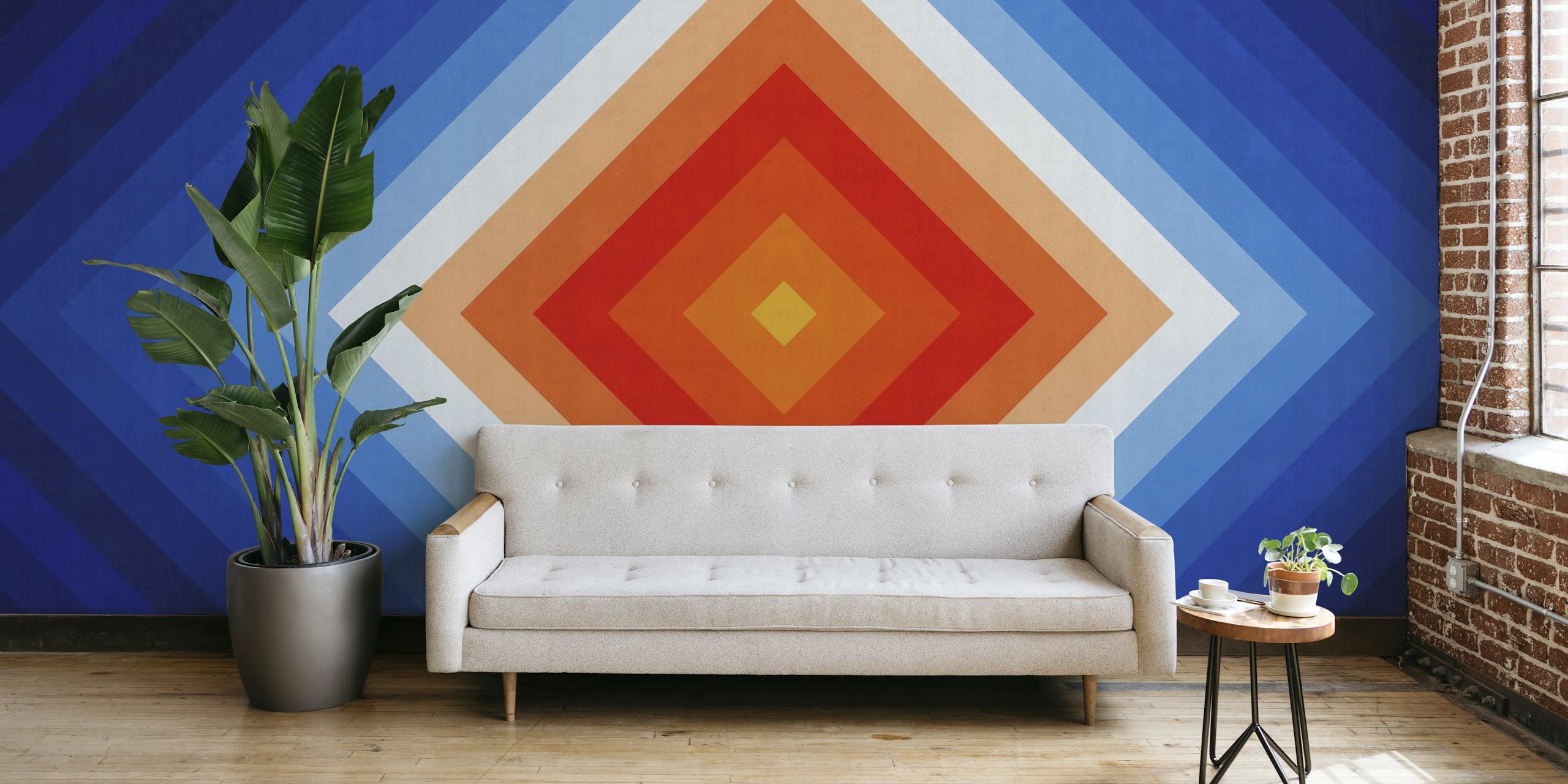 Blue and red gradient art behang