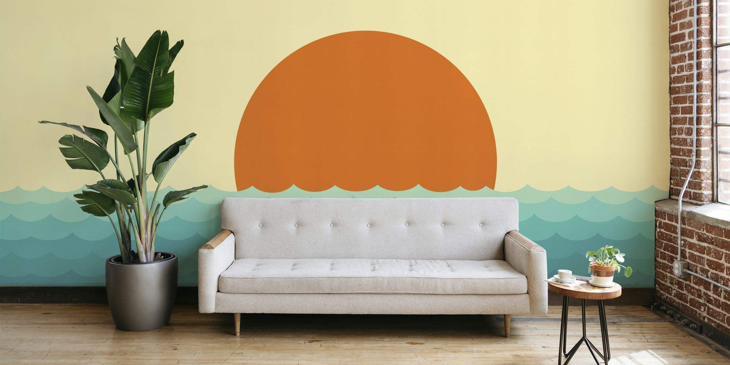 Ταπετσαρία Tropical sunset εμφανίζεται σε δωμάτιο