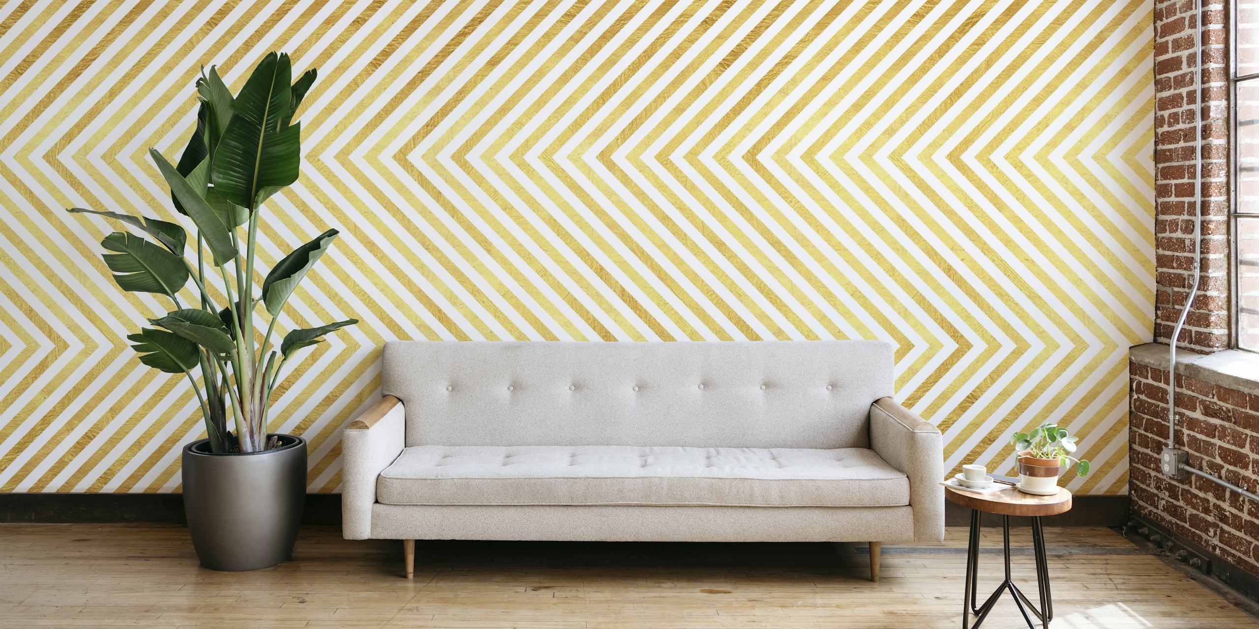 Papel de parede Golden lines II em um quarto