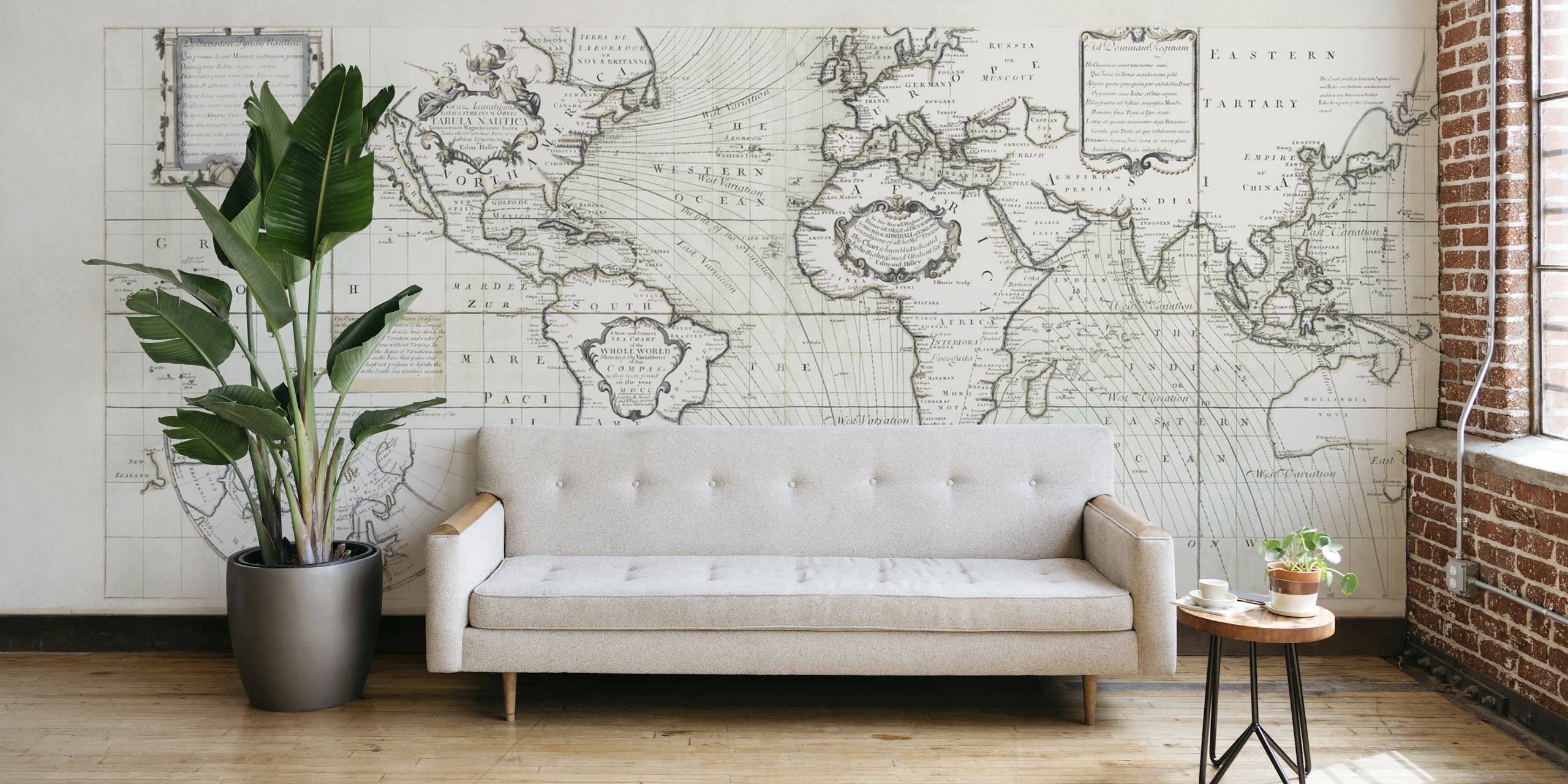 Papel tapiz de mapa mundial antiguo en una sala de exposición