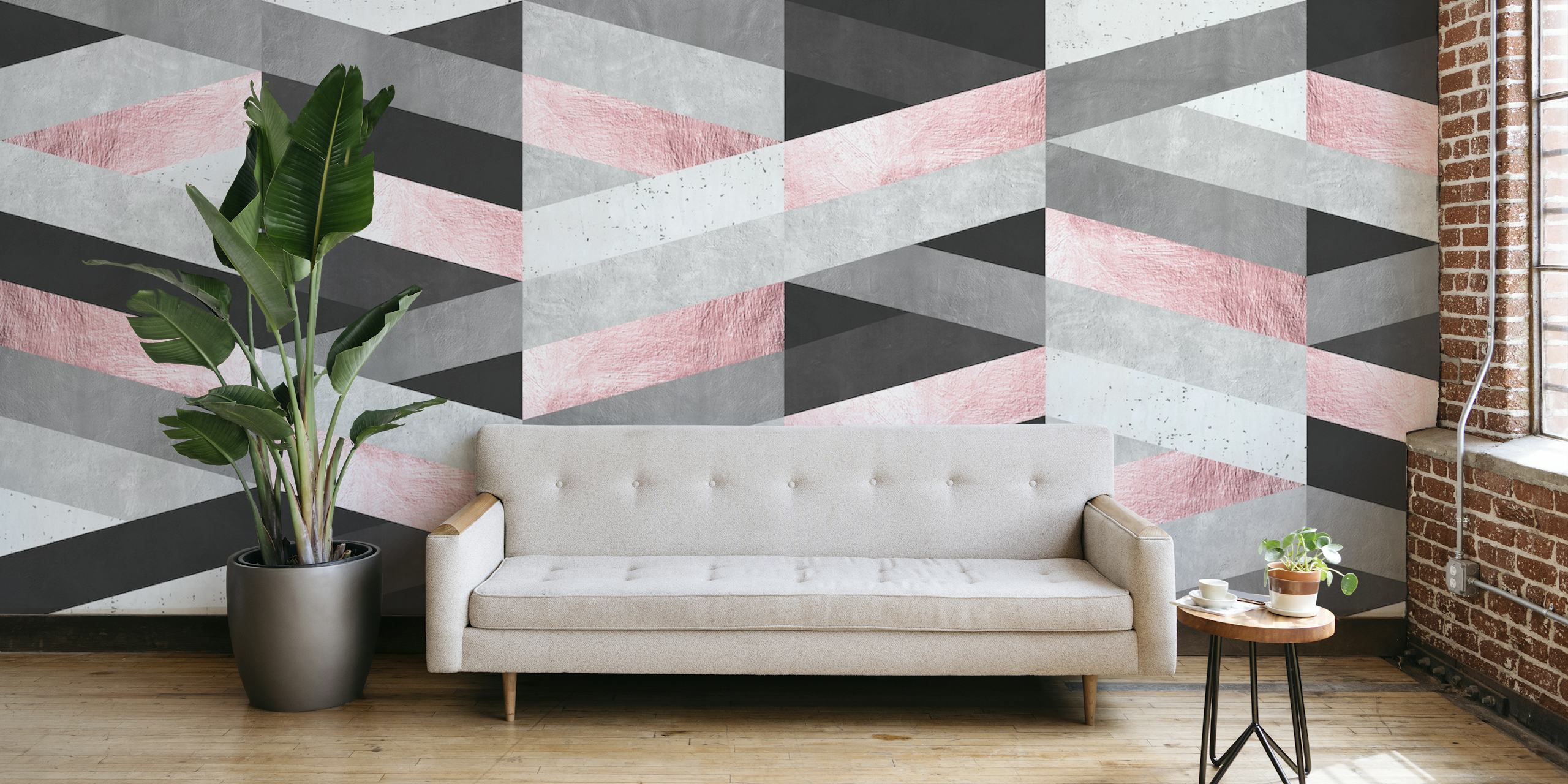 Pink fashion art wallpaper in a modern room