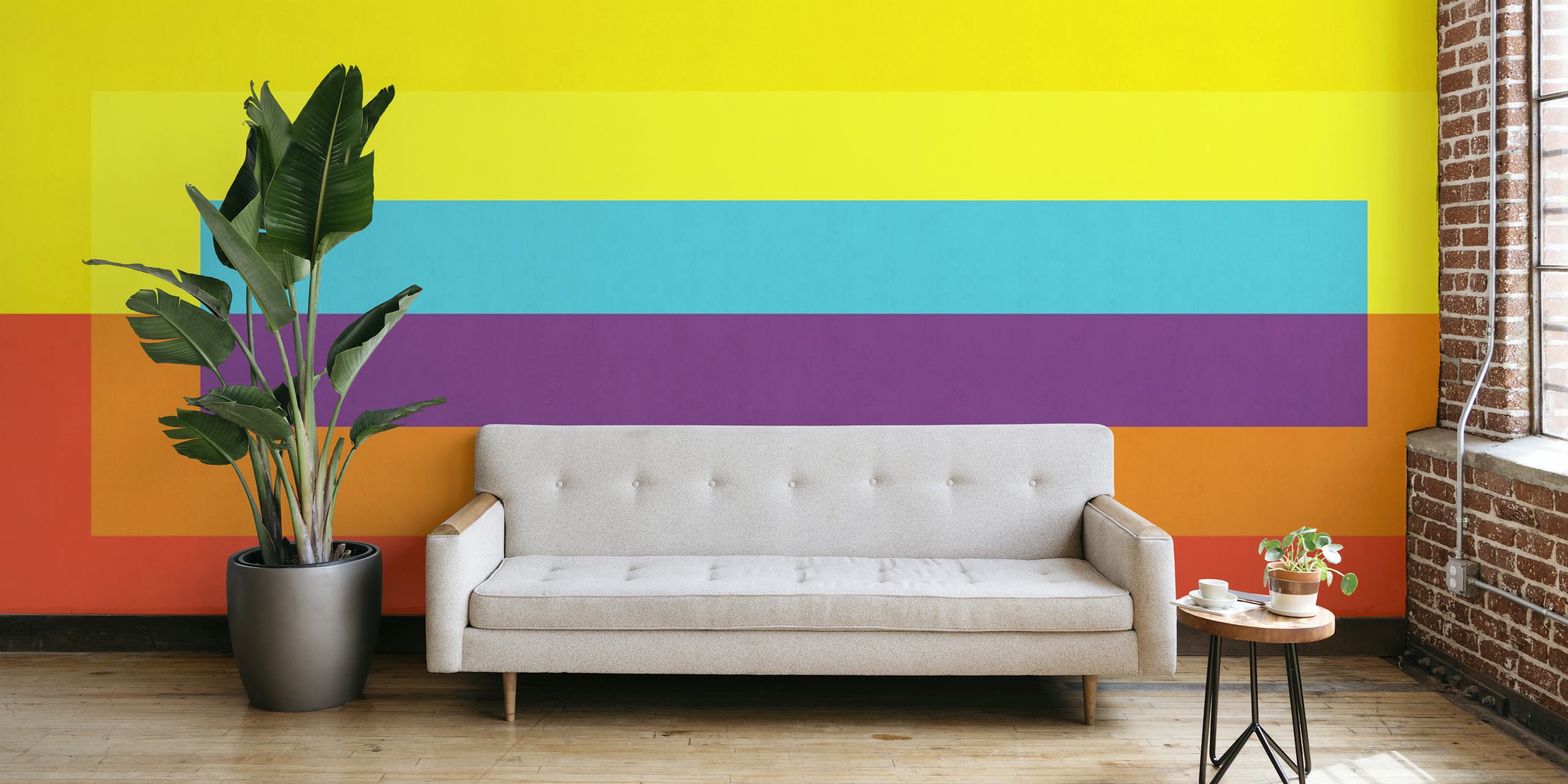 Geometric modern art wallpaper in a stylish room