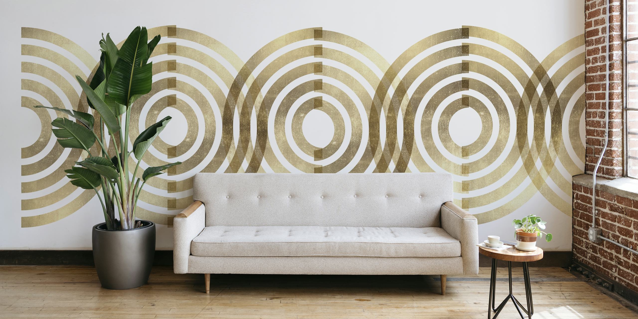 Ταπετσαρία Golden circles σε κομψό δωμάτιο