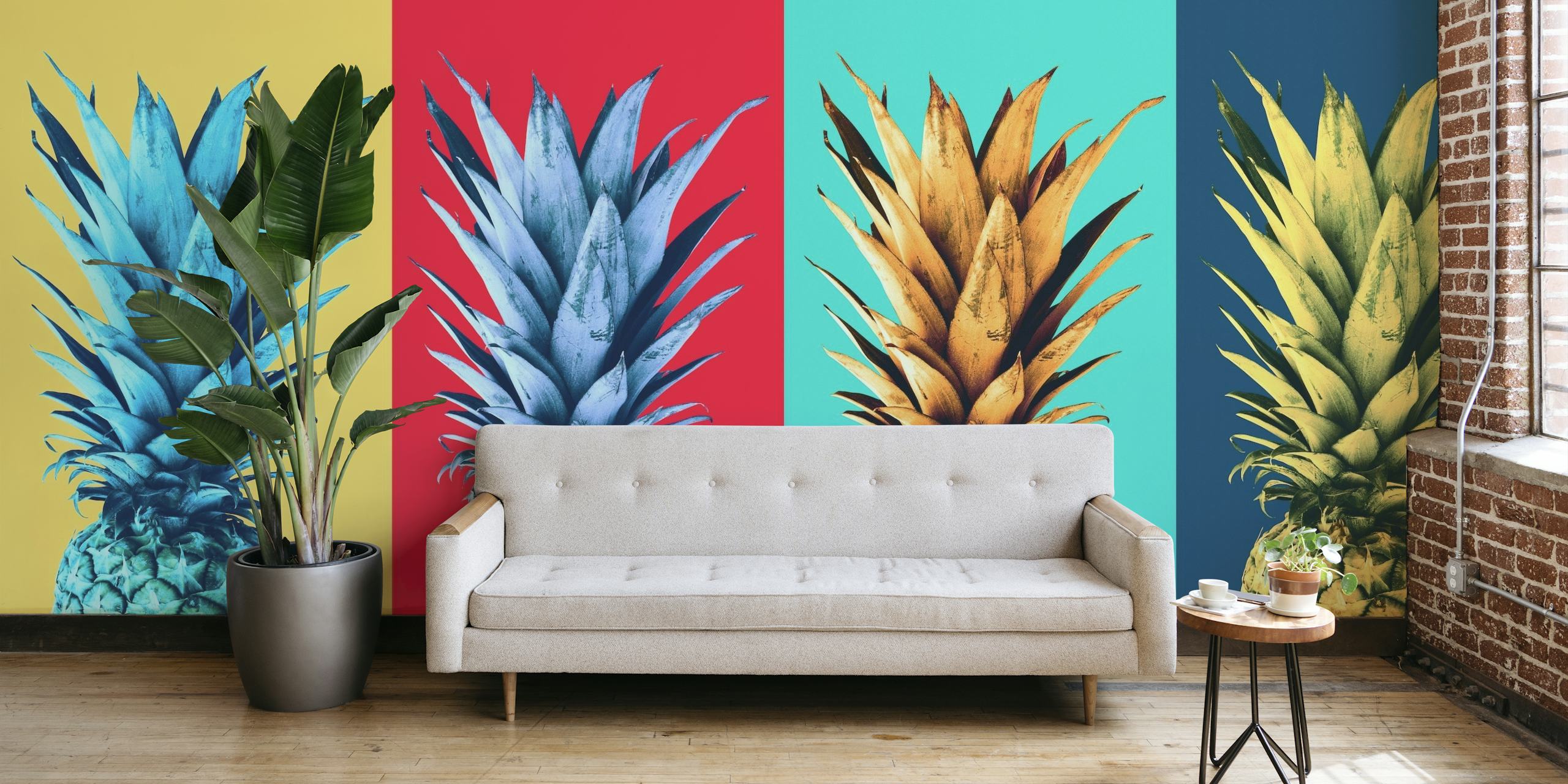 Popart pineapple papel pintado