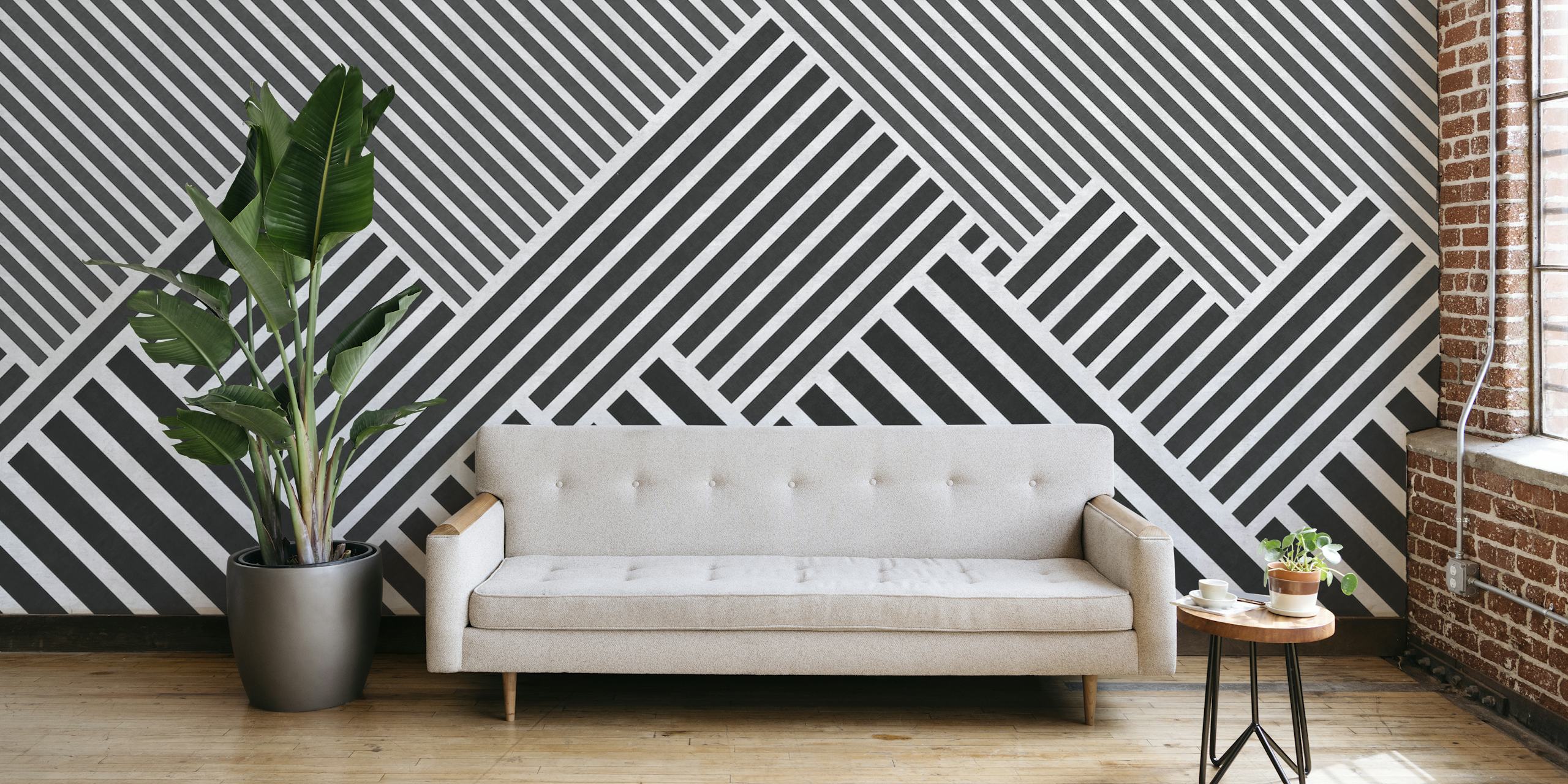 Abstrakt minimalistisk bergsmönster väggmålning