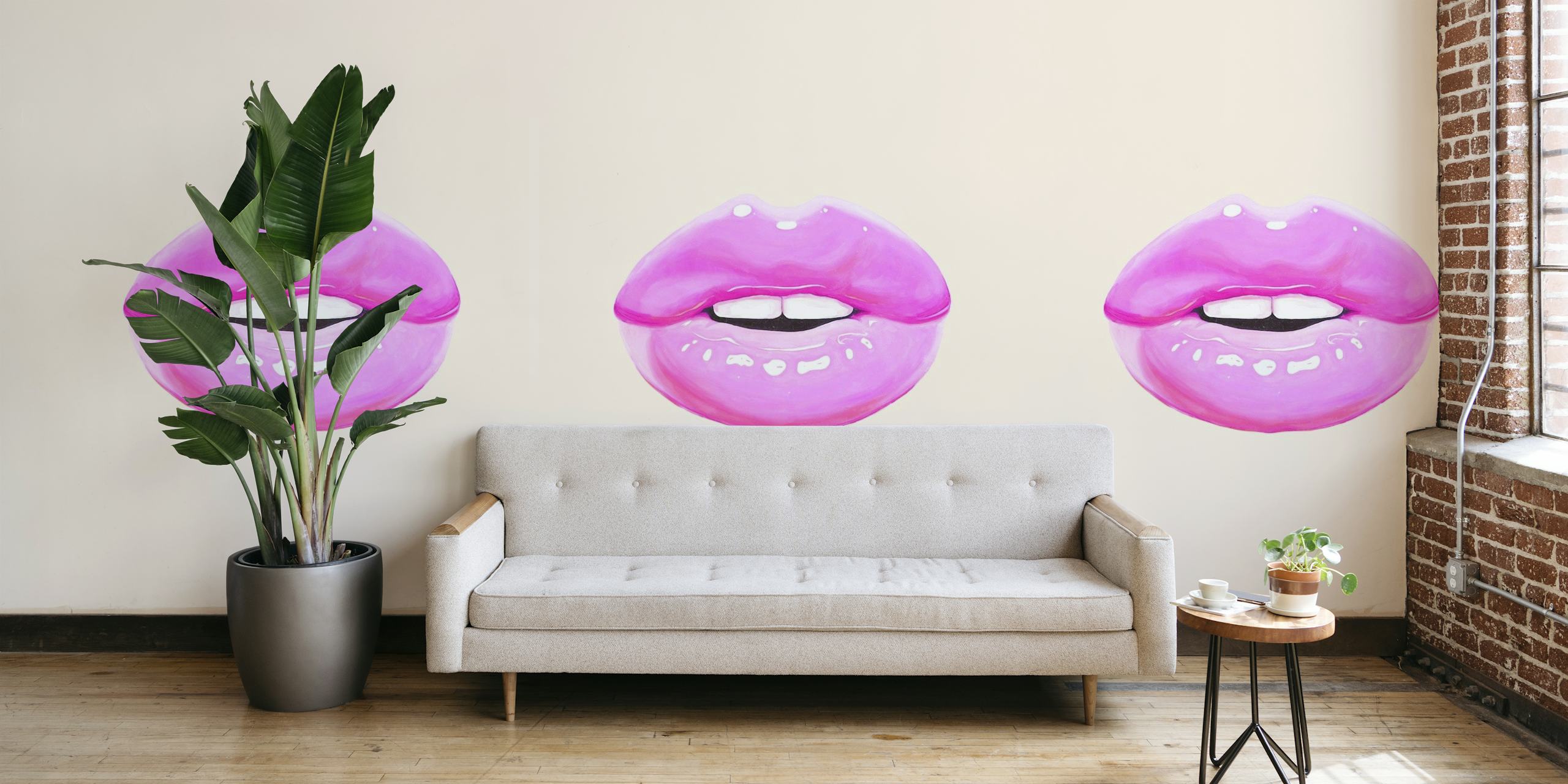 Pink lips ταπετσαρία