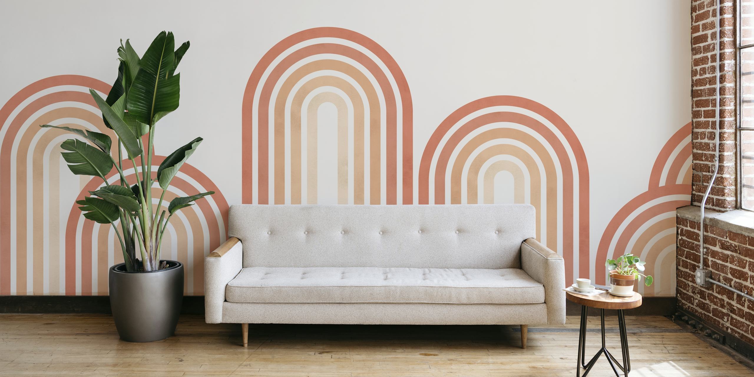 papel tapiz de arcos y círculos geométricos en tonos terrosos