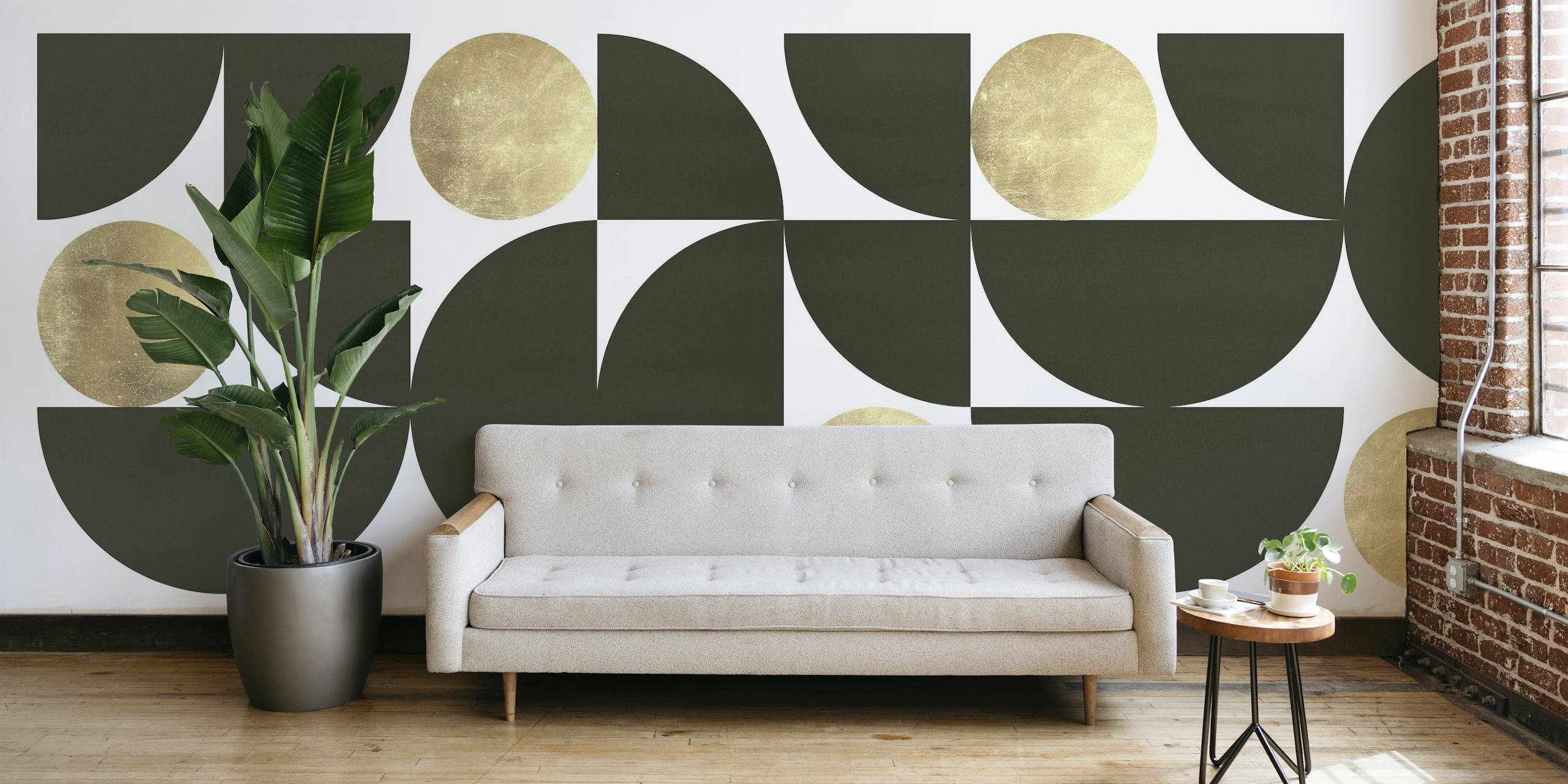 Black and gold circles wallpaper