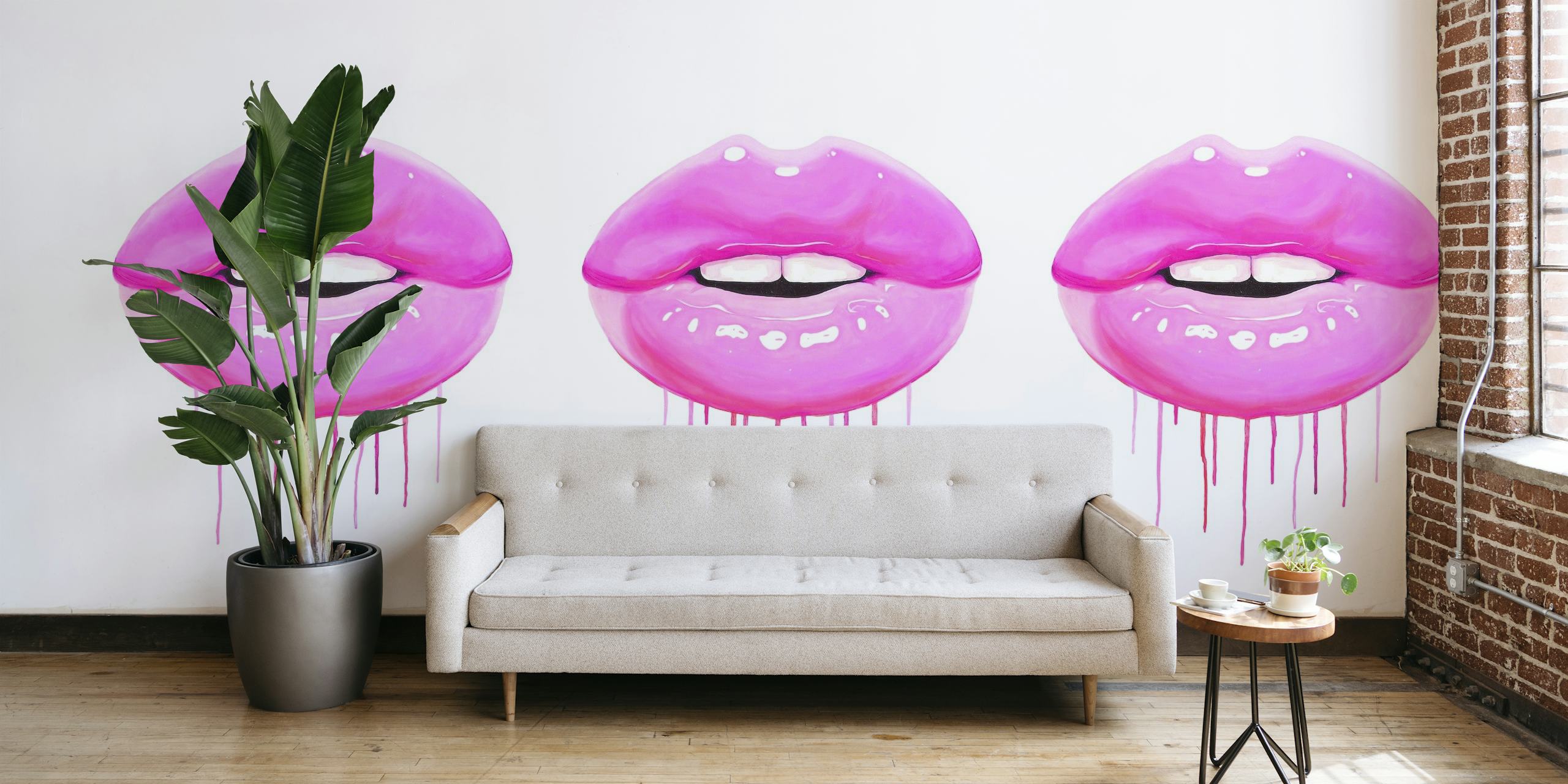 Pink lips 3 papel de parede