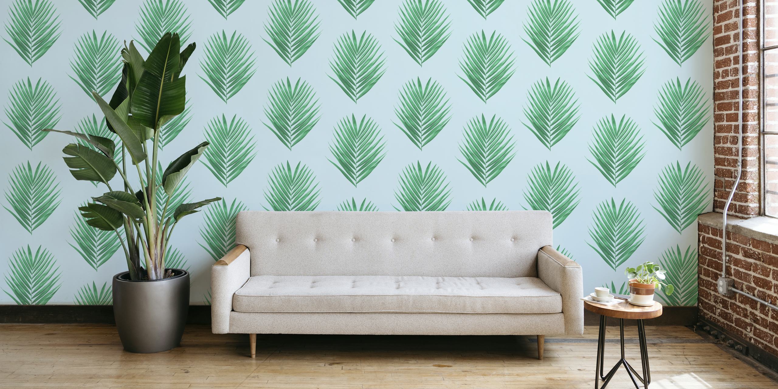 Ταπετσαρία Tropical pattern σε ένα δωμάτιο