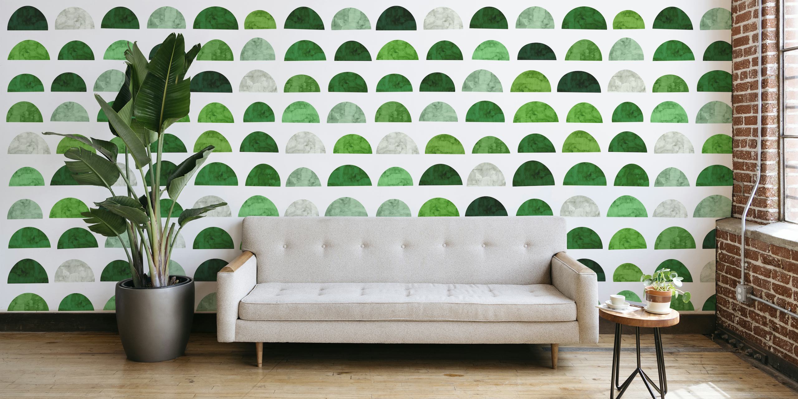 Emerald Stone Arches wallpaper in a room