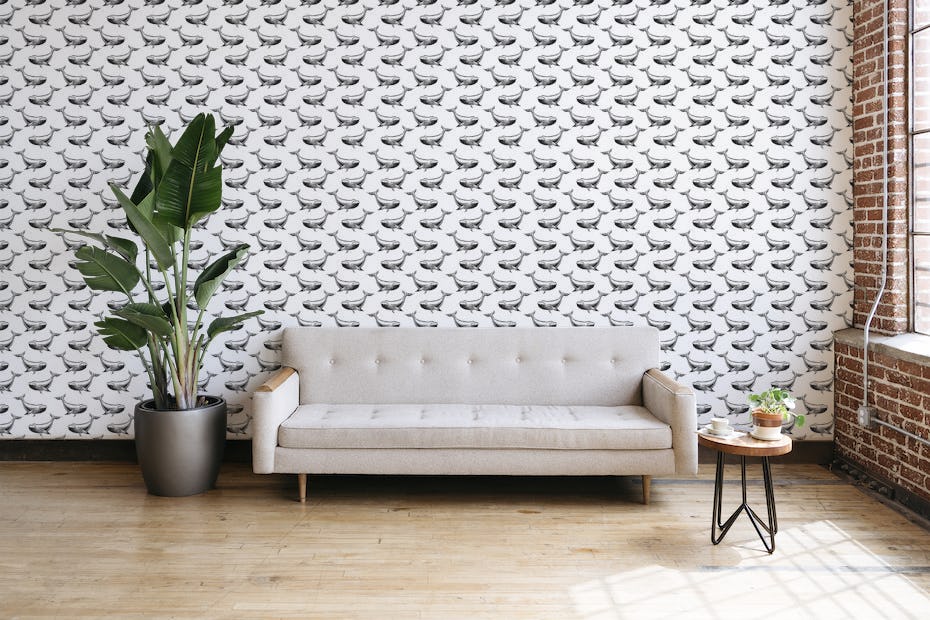 I Love Wallpaper Whale Hello Wallpaper Black and White