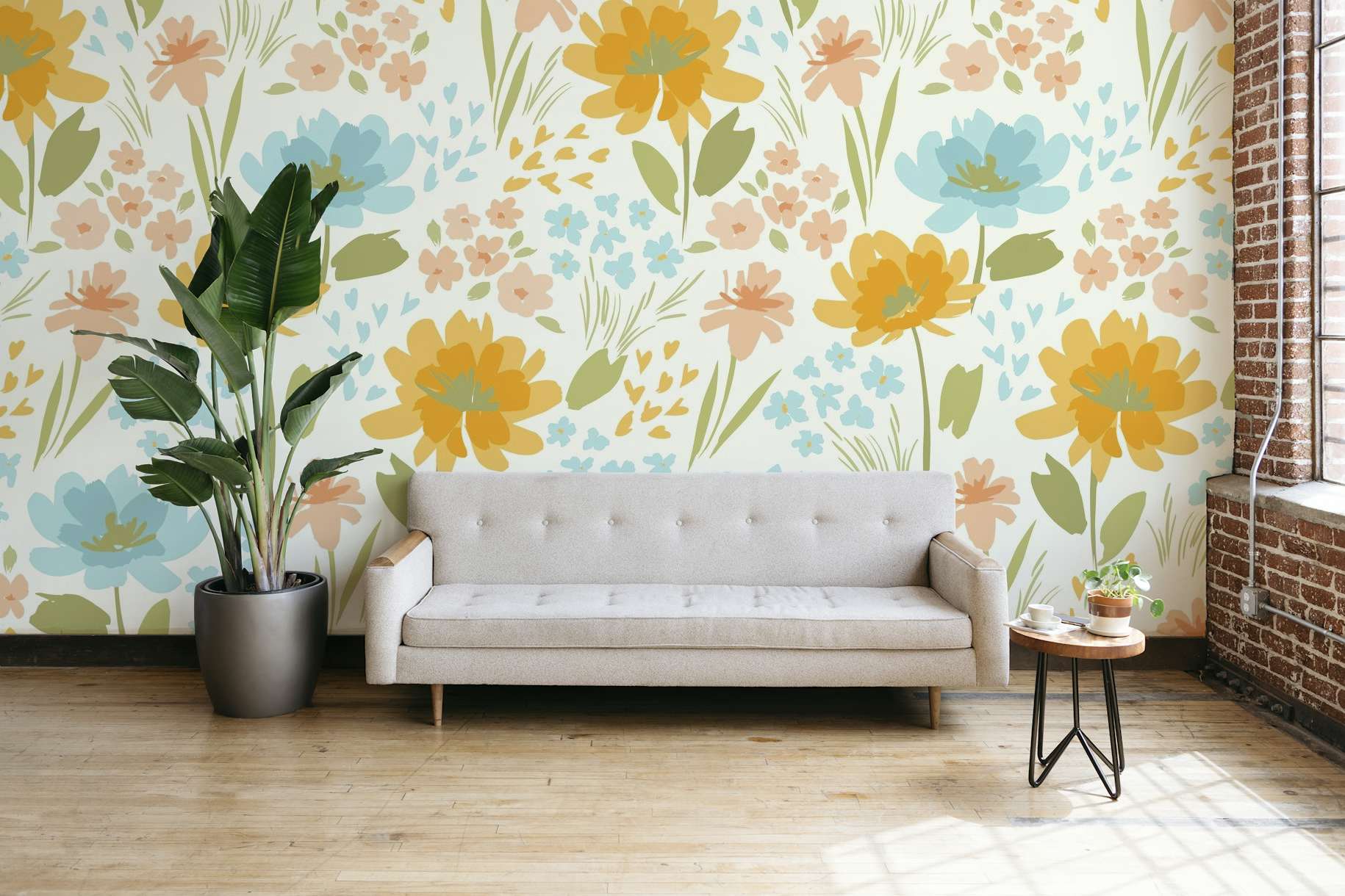 Bright floral pattern wallpaper