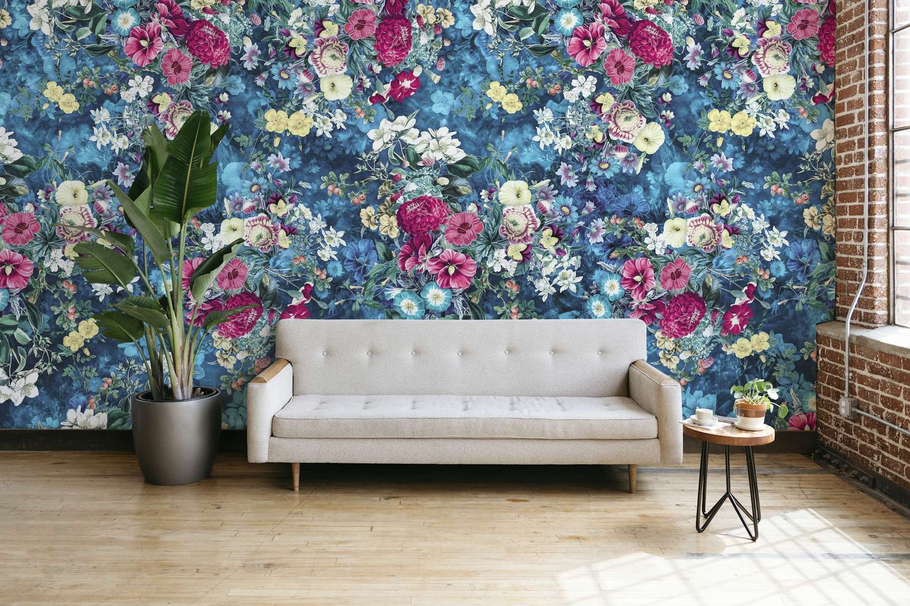 Summer Garden Blue wallpaper
