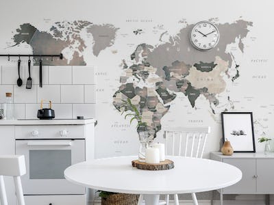 Map of the World Muted Tones