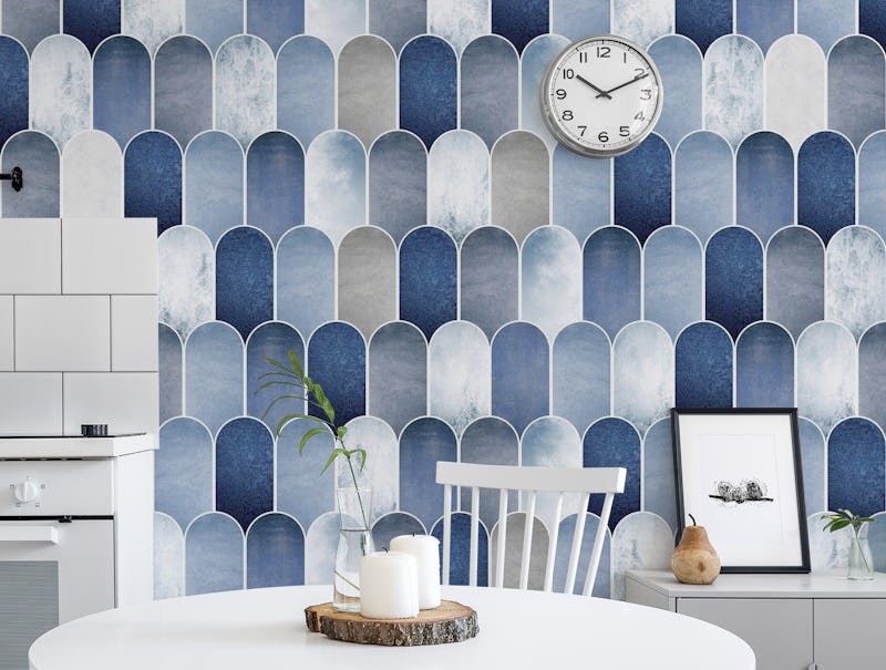 Tiled Wall in Blue and Grey