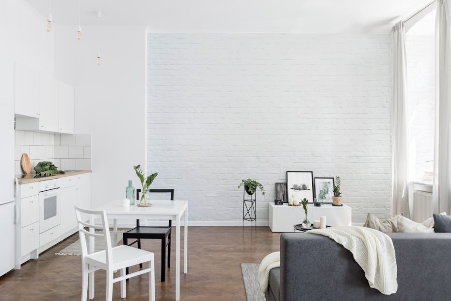 white brick wall apartment